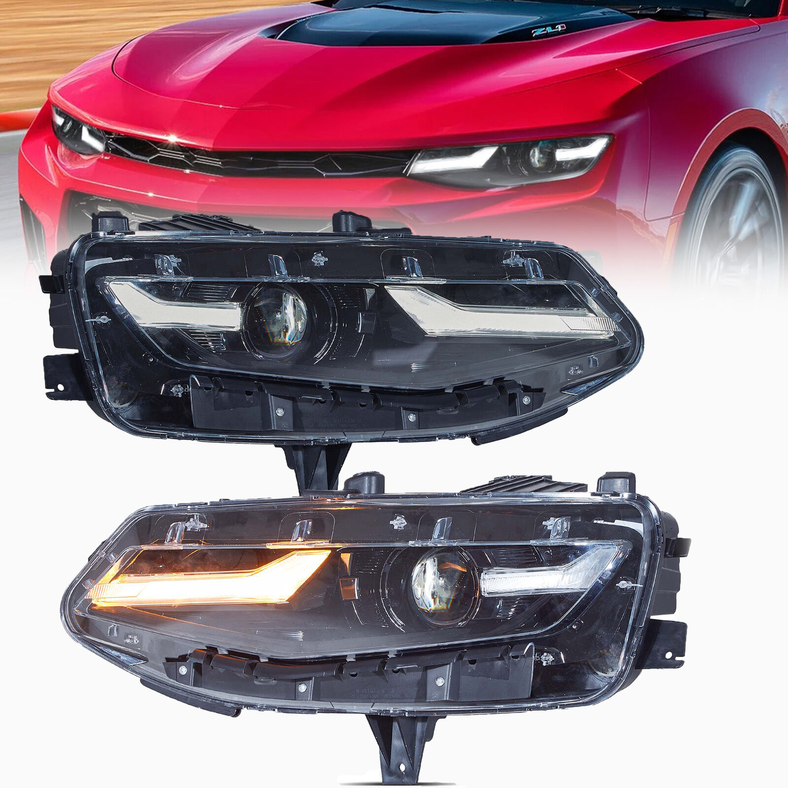 VLAND Full LED Headlights For 2019-2024 Chevrolet Chevy Camaro Coupe Convertible