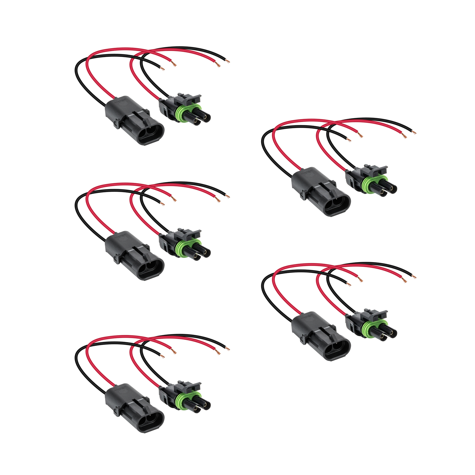 5pc OLS 2-Wire Weather Pack Connector Kit Assembled with 10