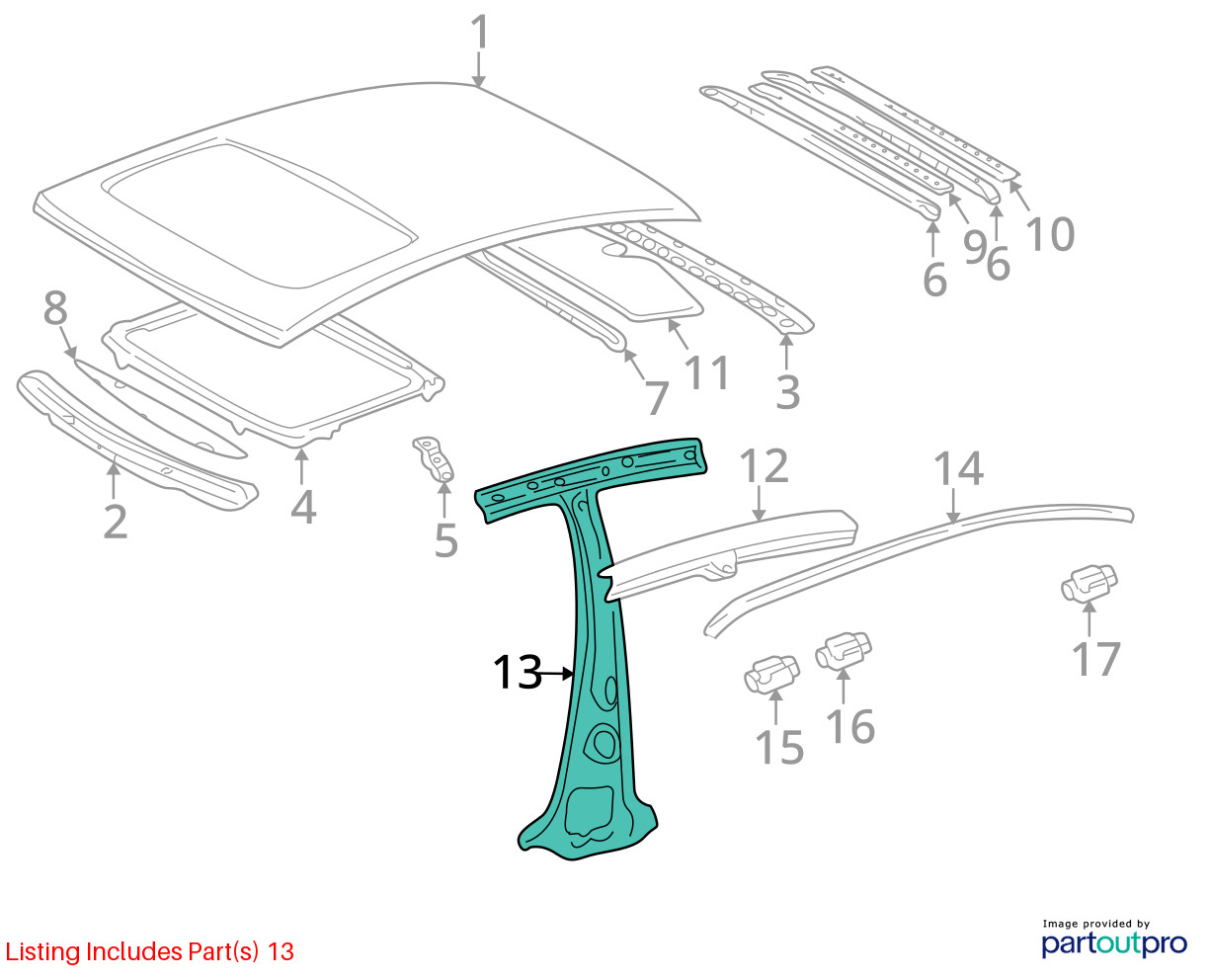 2002 Lexus LS430 Roof Side Rail 6120150010