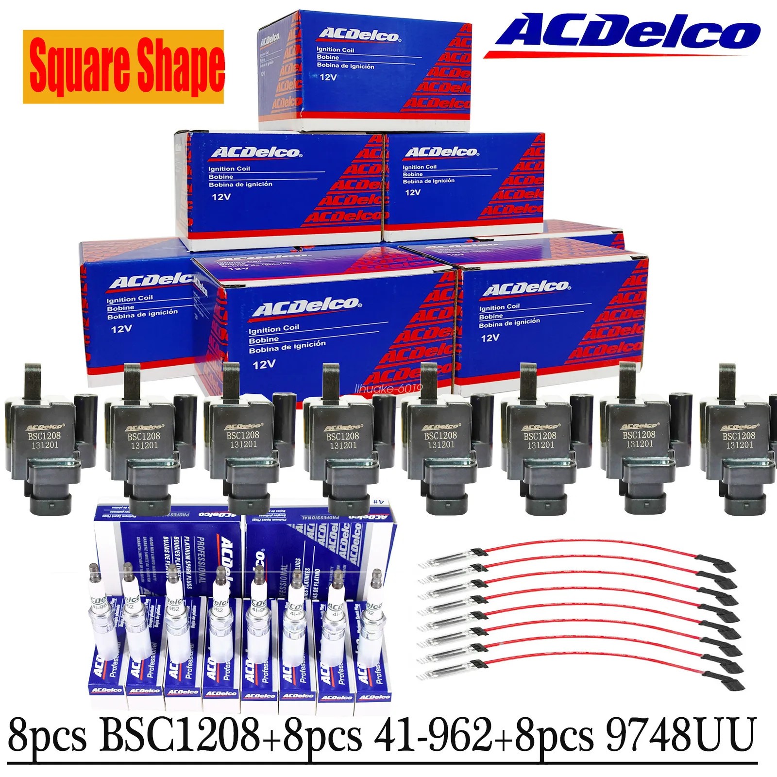 8P OEM Square Ignition Coil Spark Plug Wire For. Chevy GMC 4.8L 5.3L 6.0L 8.1L