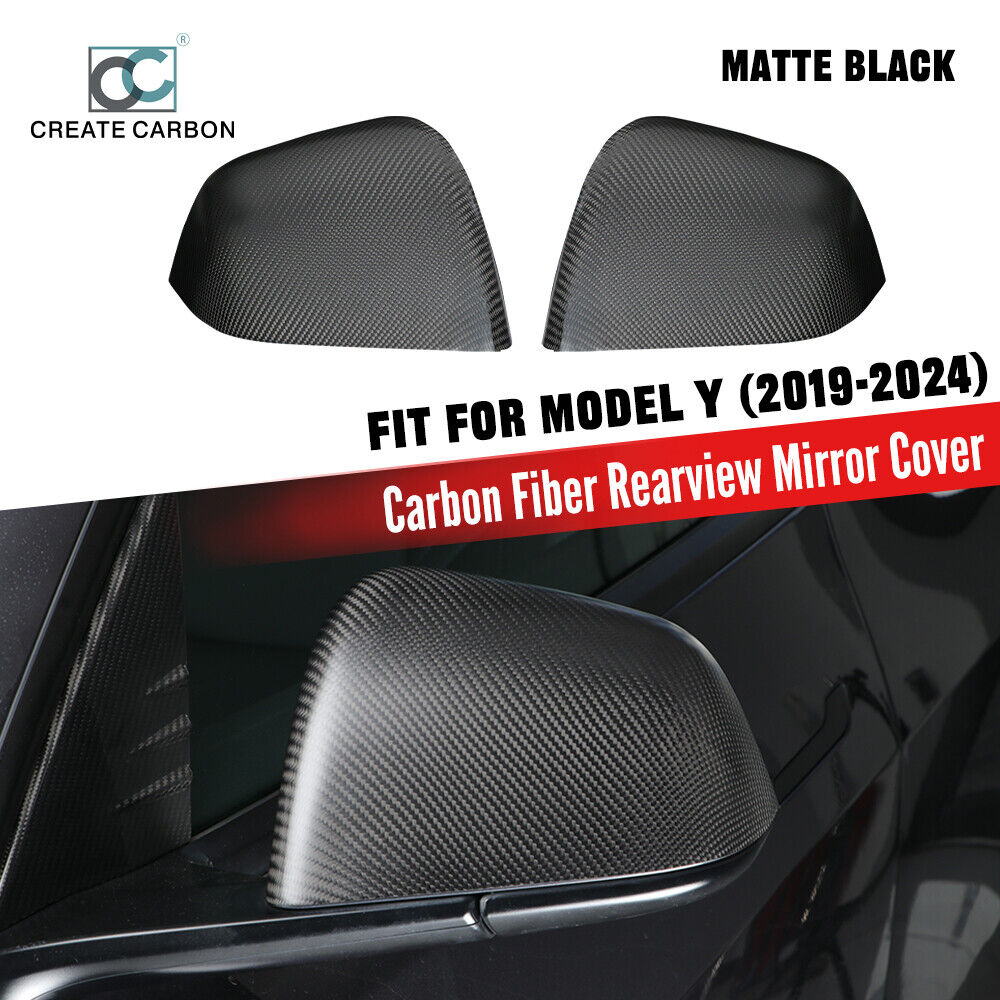 For 2020-2024 Tesla Model Y 2pcs Side Door Rearview Mirror Covers Carbon Fiber