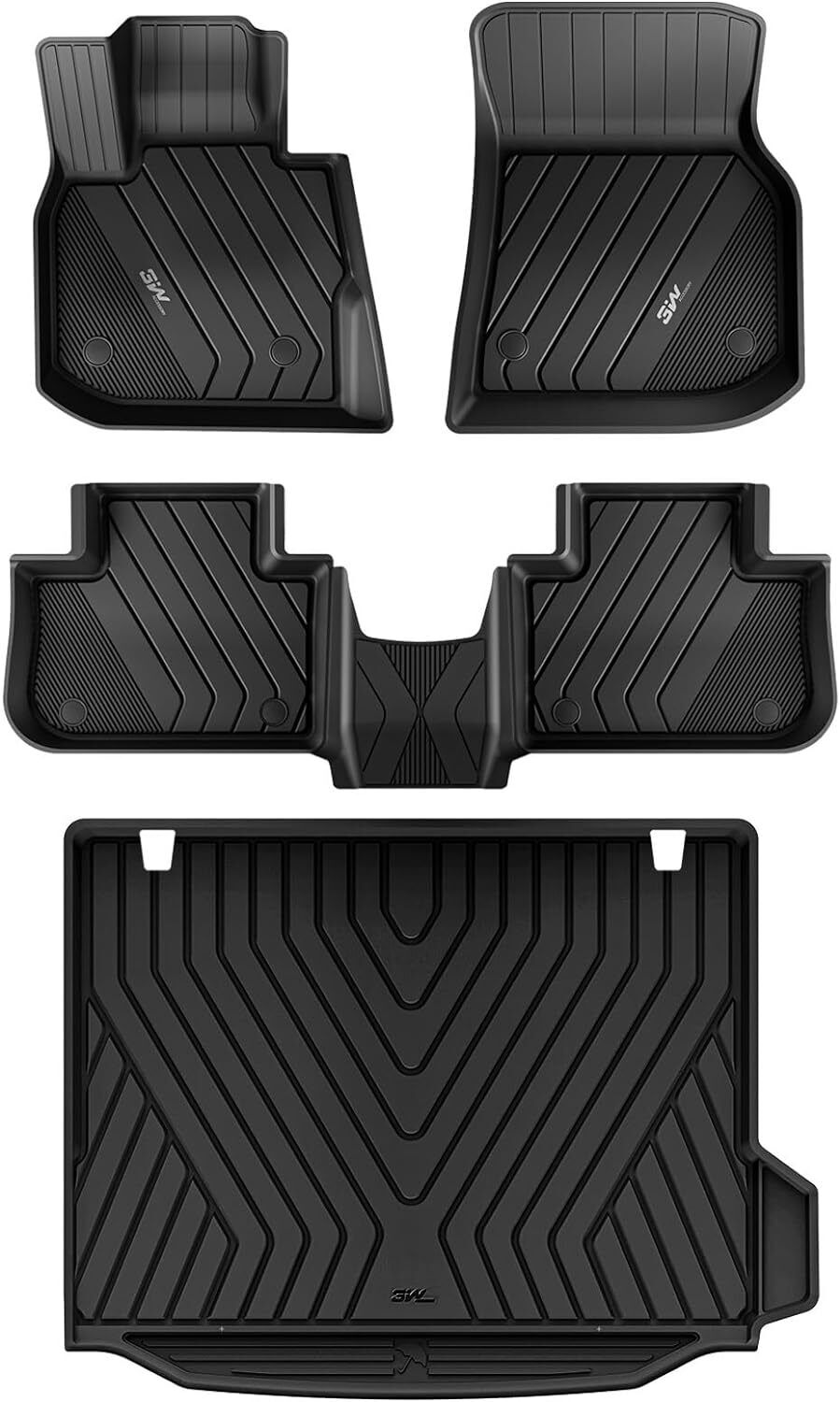 3W Floor Mats for 2018-2024 BMW X3 TPE All Weather Custom Fit Car Cargo Liners