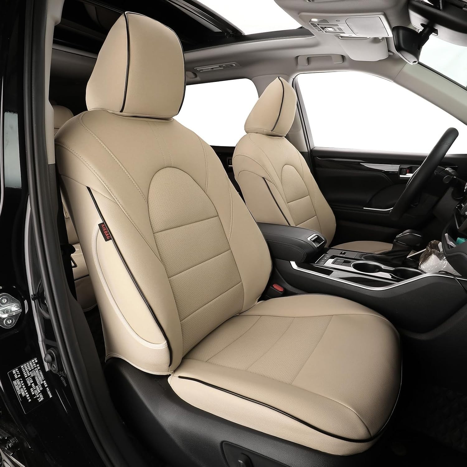NEW EKR Leather Seat Covers for 2024-2026 Toyota Grand Highlander 7 Seat Beige NEW EKR Leather Seat Covers for 2024-2026 Toyota Grand Highlander 7 Seat Beige