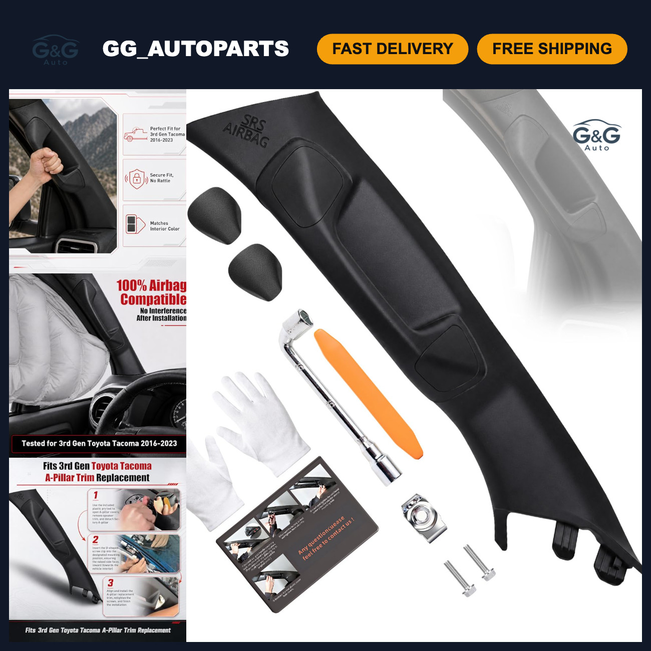 Driver Side A-Pillar Grab Handle for Toyota Tacoma 3rd Gen (2016-2023) - Easy En