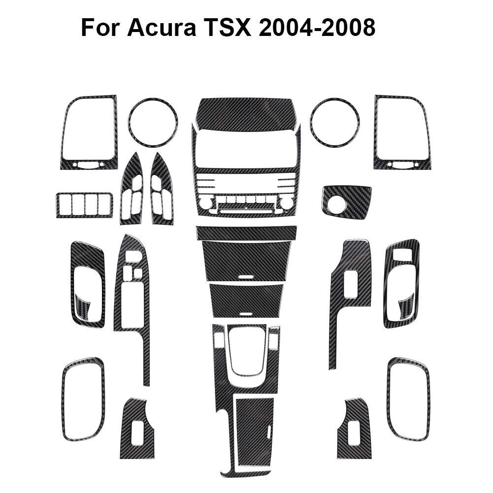 27Pcs Carbon Fiber Full Interior Kit Cover Trim Sticker For Acura TSX 2004-08