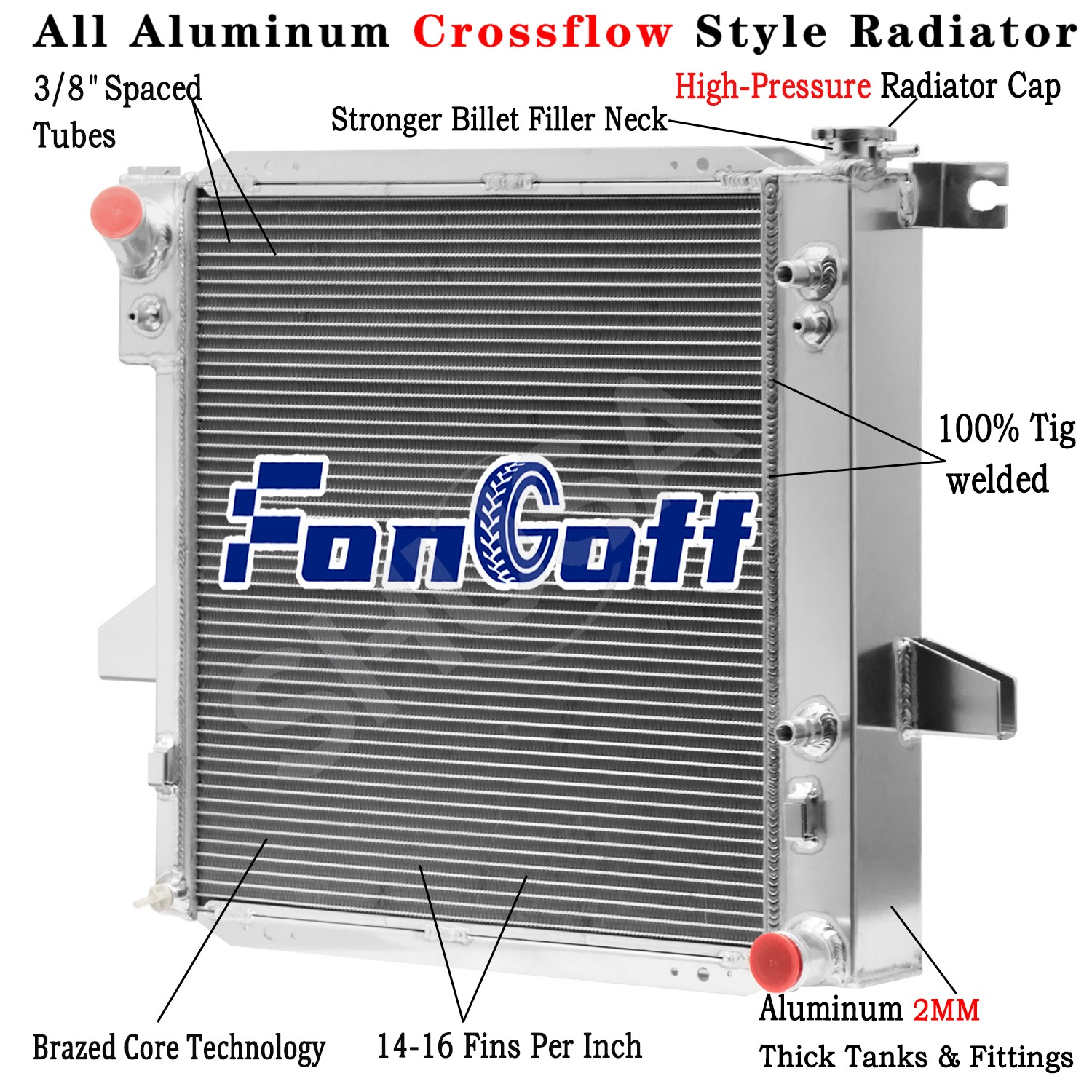 2 Rows Aluminum Radiator fit 1998-2001 99 2000 Ford Range / Mazda B2500 2.5L