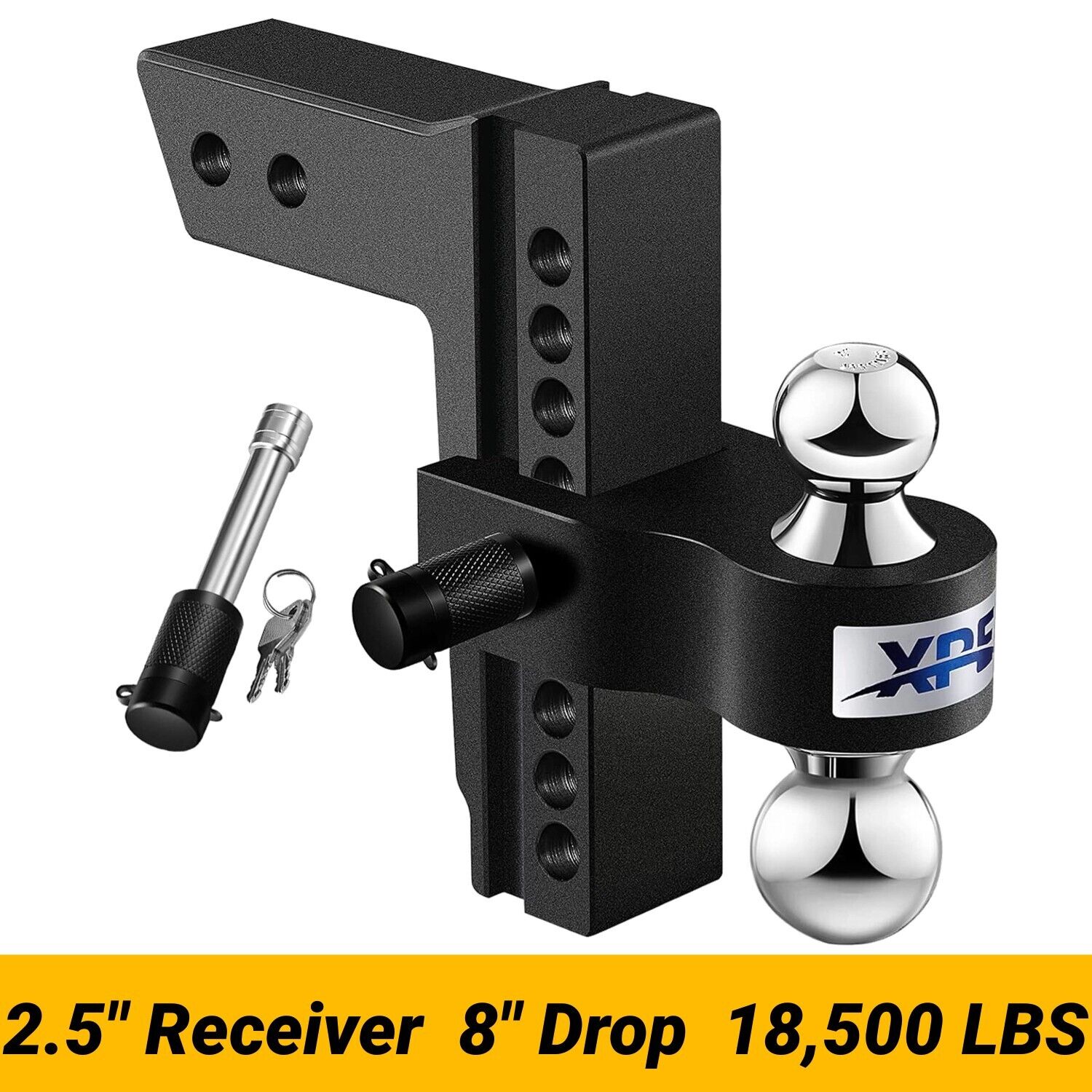 XPE Trailer Hitch Fits 2.5 Inch Receiver, 8 Inch Adjustable Drop Hitch, 18500LBS