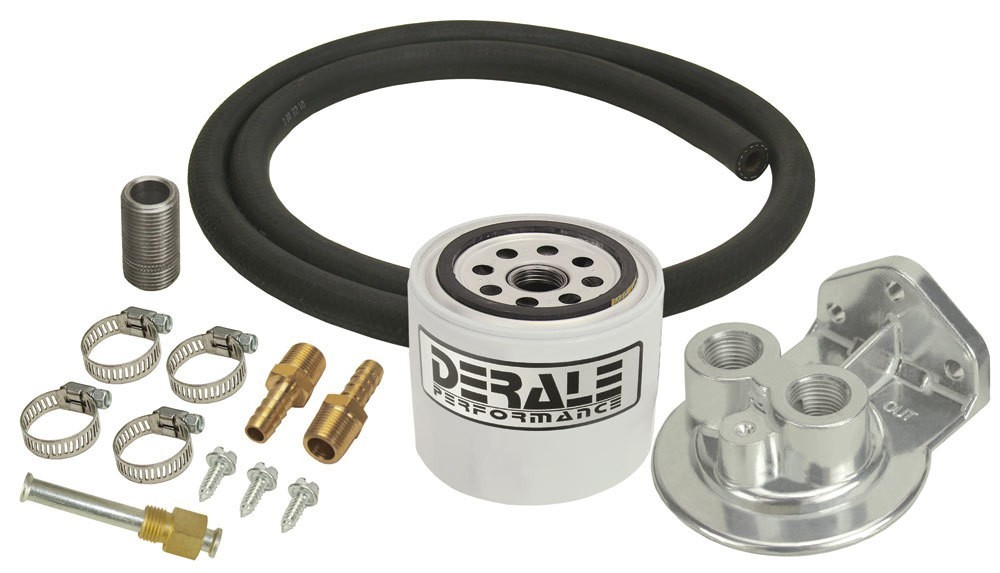 Derale 13090 Transmission Filter Kit Remote Spin-On With Hose & Fittings