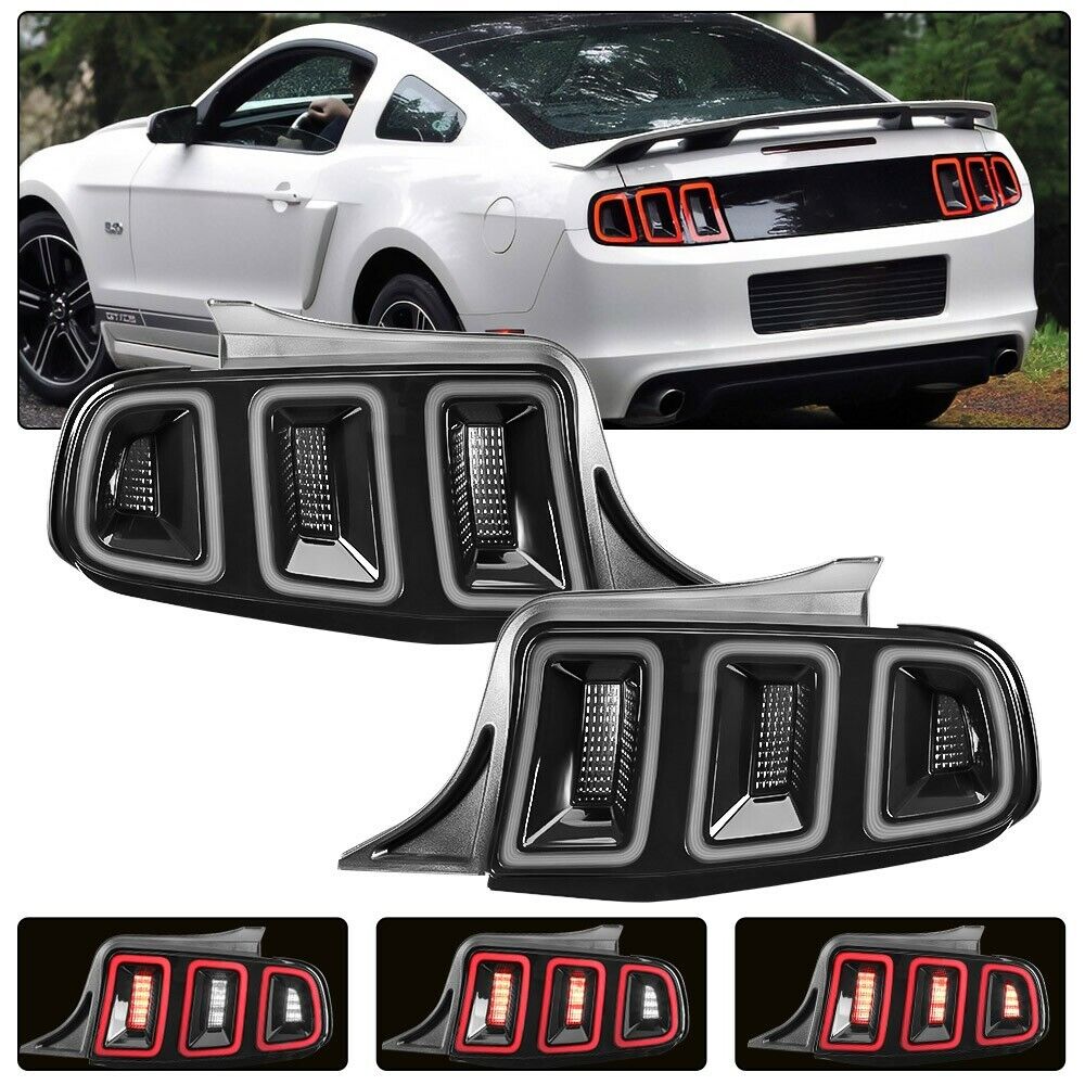 For 2010-2014 Ford Mustang Tail Lights LED Rear Brake Lmap Sequential Smoke Lens