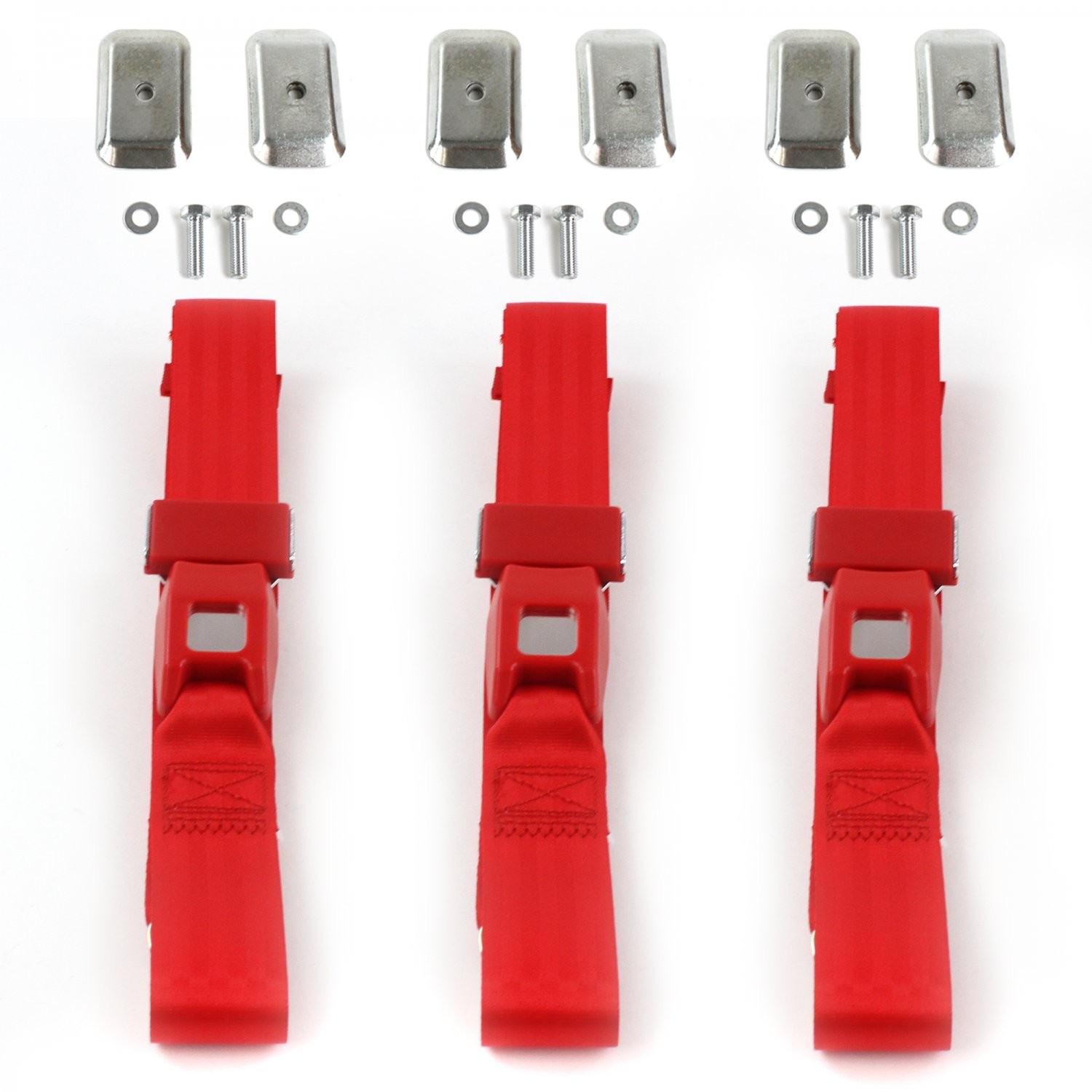 Early Cars 1933 - 1934 Standard 2pt Red Lap Bench Seat Belt Kit w/ Bracketry - 3 Early Cars 1933 - 1934 Standard 2pt Red Lap Bench Seat Belt Kit w/ Bracketry - 3