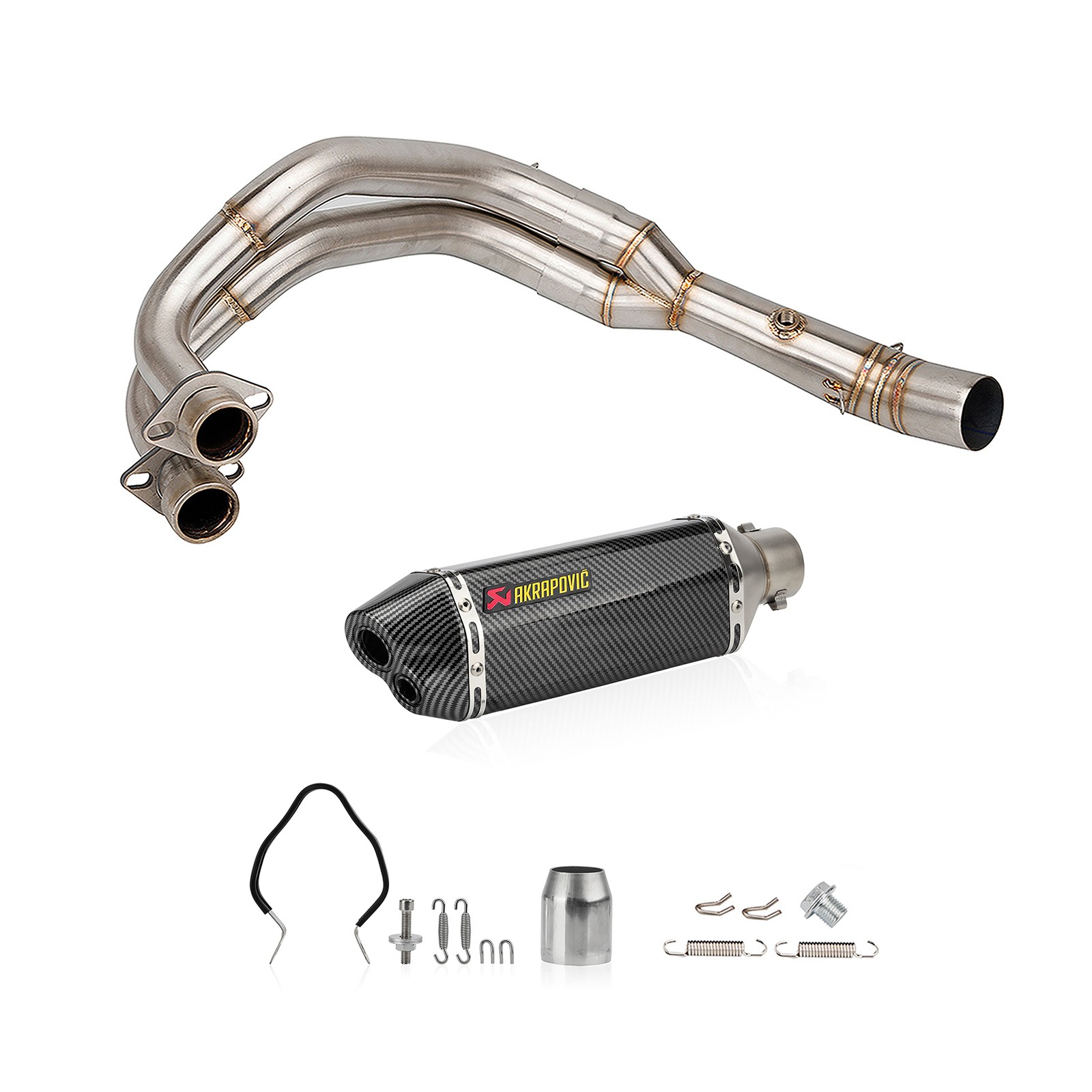 Full System For Yamaha YZF R7 MT-07 FZ07 Exhaust Front Pipe Dual-outlet Muffler