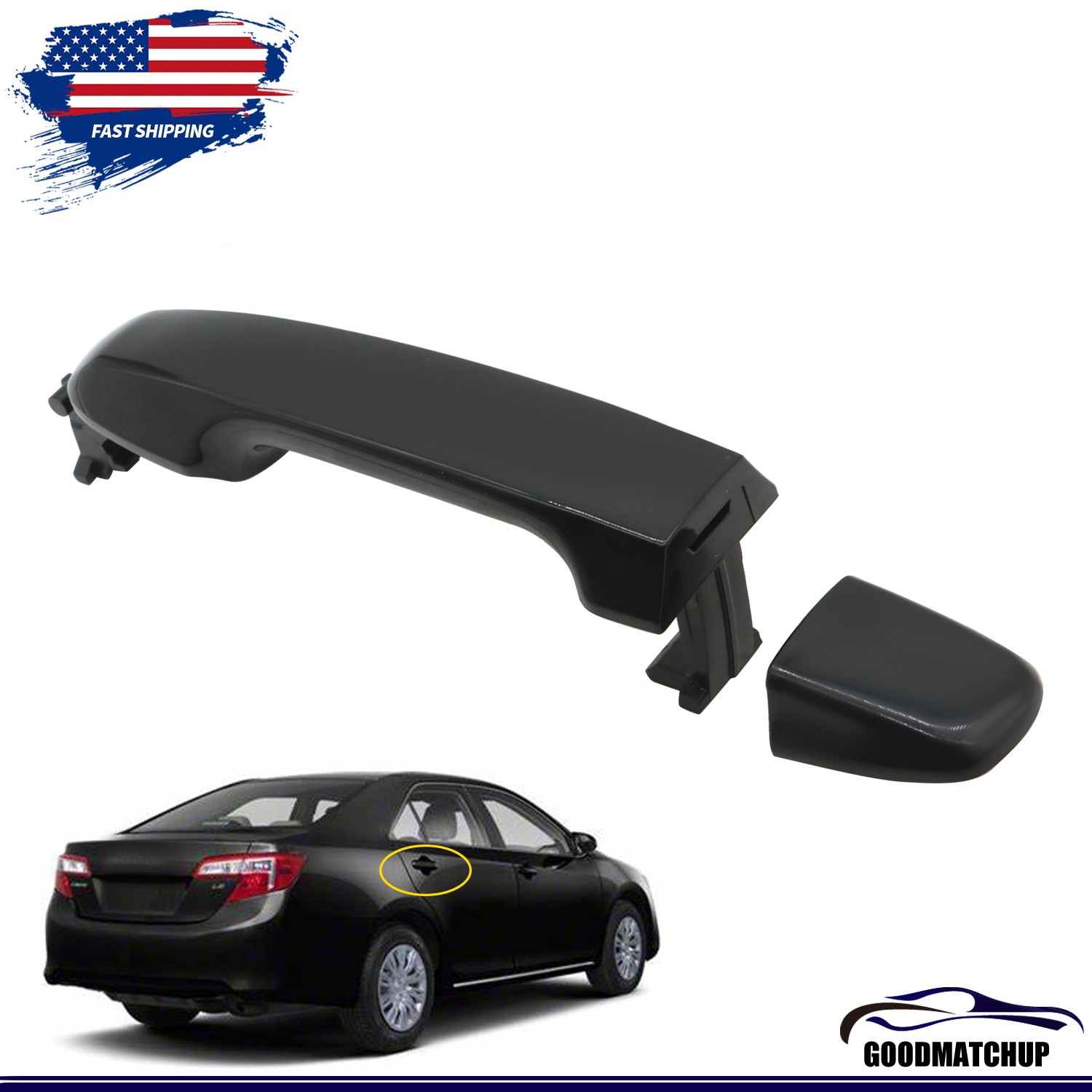 Black Outer Exterior Door Handle Rear Left or Right For 2012-2017 Toyota Camry
