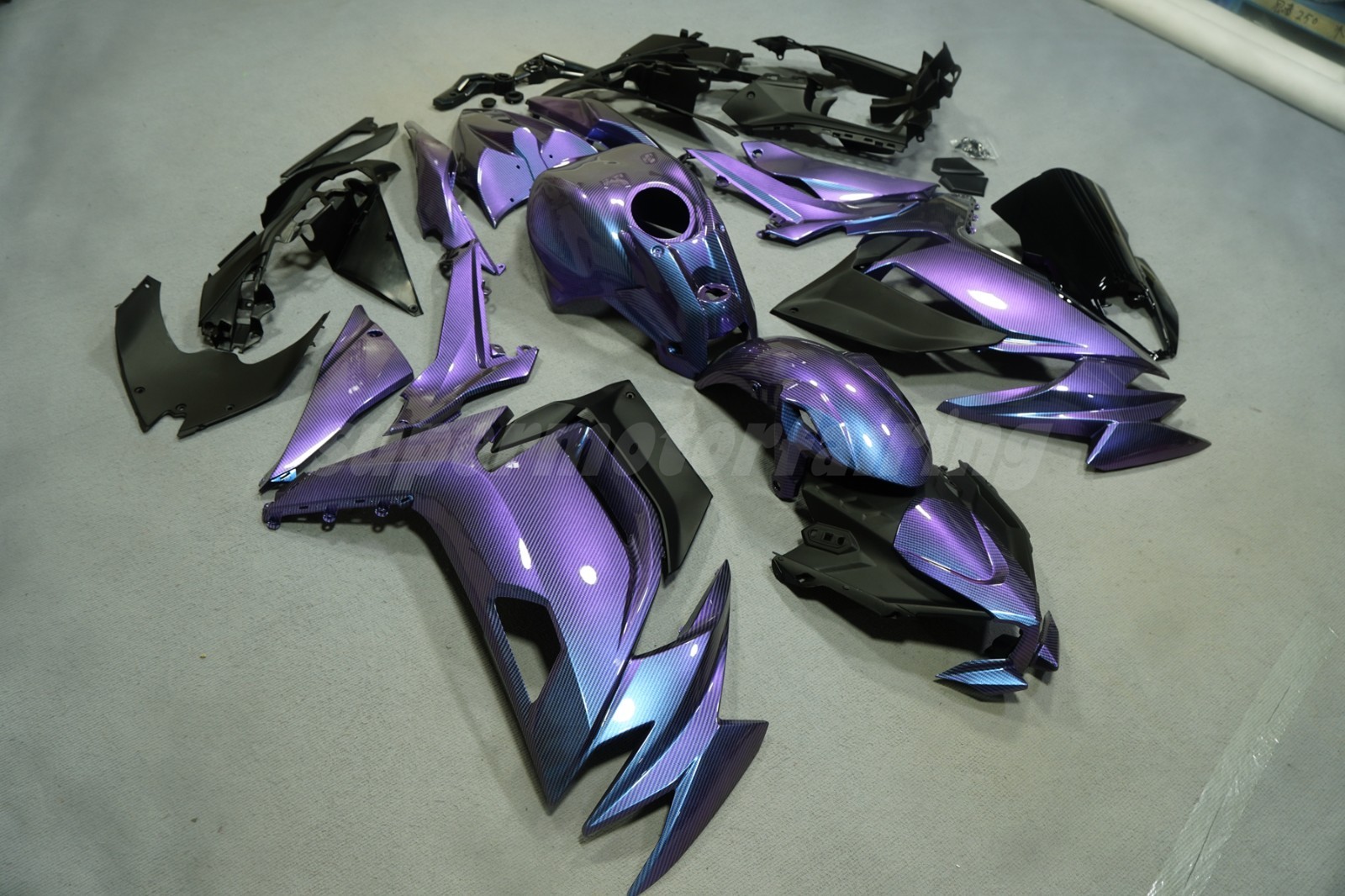 Purple Blue Chameleon& Carbon Fiber Fairing Kit for Kawasaki Ninja 650 2020-2026