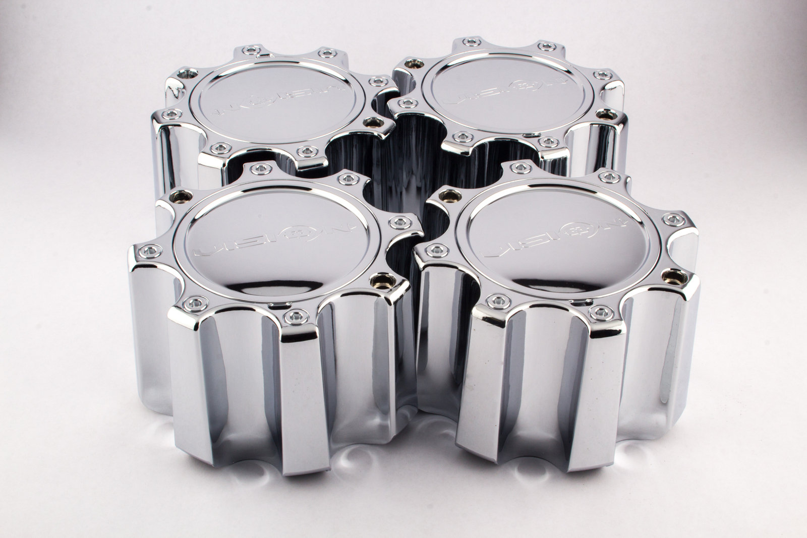Set 4 Vision Wheel 375 Warrior C375-8CDOCx4 Chrome Center Cap Fits 8x6.5 8x170