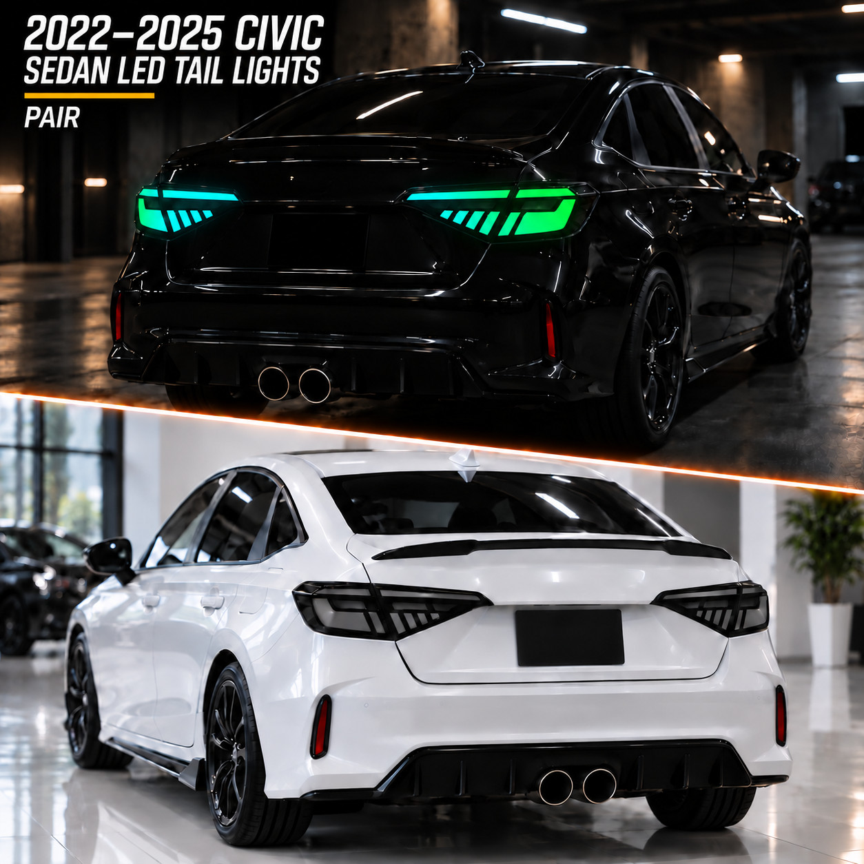 RGB LED Animation Tail Lights For 2022-2025 Honda Civic Sedan Rear Lamp Used