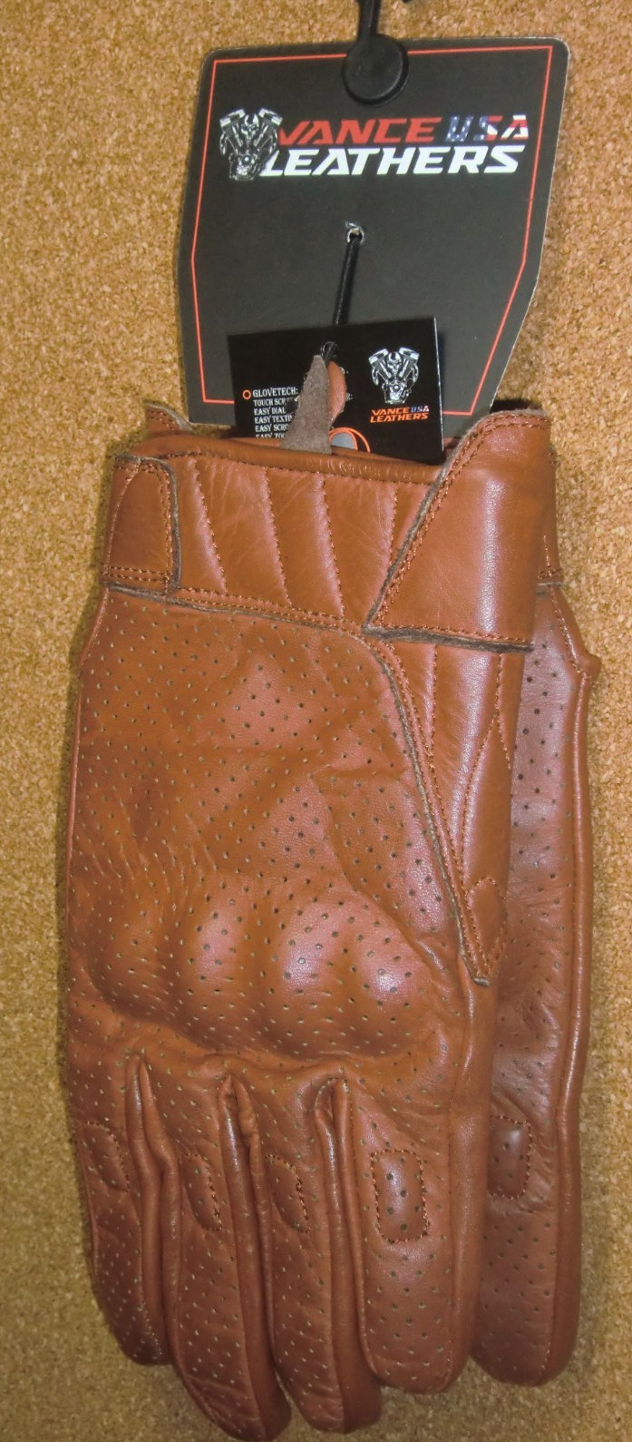 Vance Leathers Men's Premium Waxed Leather Perforated Motorcycle Gloves / Large Vance Leathers Men's Premium Waxed Leather Perforated Motorcycle Gloves / Large