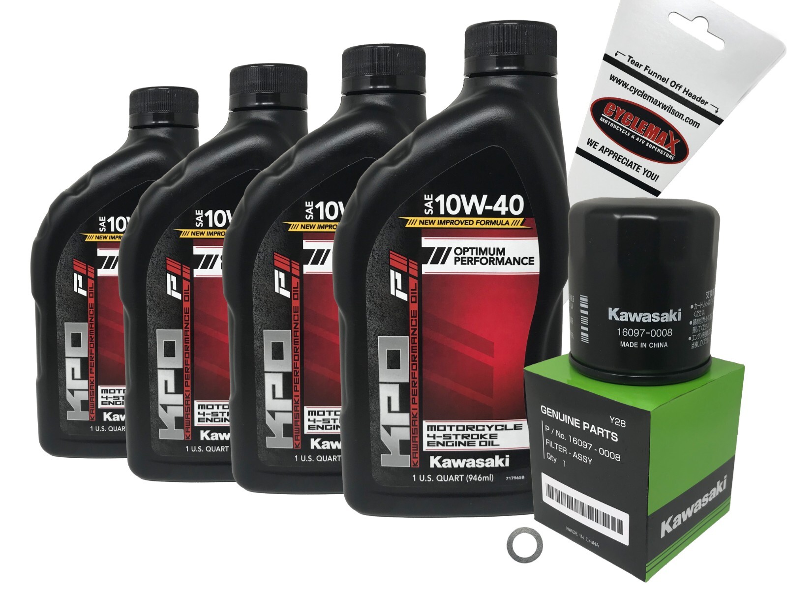 Kawasaki OEM Oil Change Kit for 1994-2003 Kawasaki Ninja ZX-9R with 10W-40 Oil