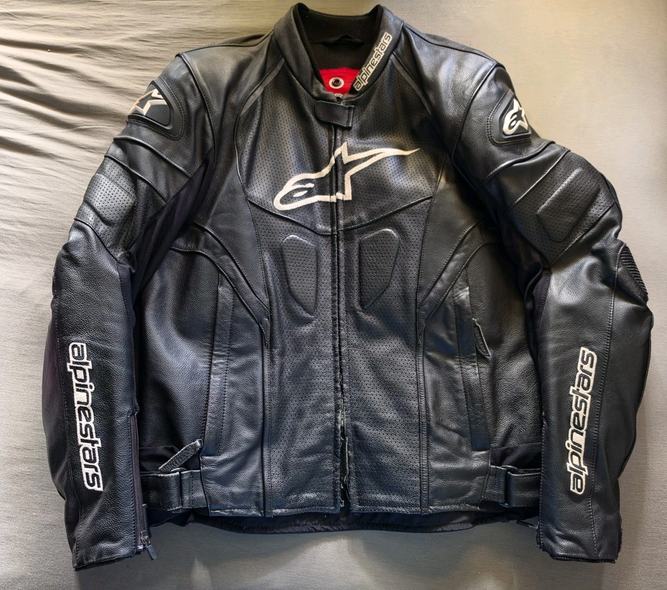 Alpinestars Original Cowhide Leather Motorbike Jacket Real Leather SIZE 46 US