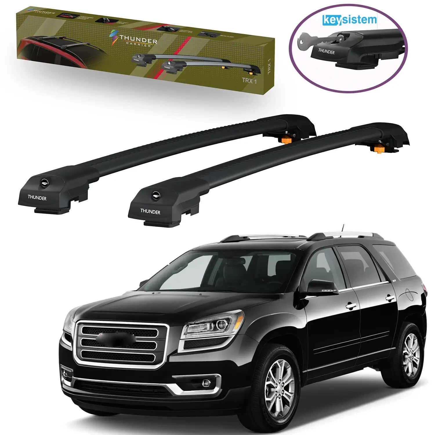 For GMC Acadia 2007–2016 Black Aluminum Roof Racks Cross Bars Open Box