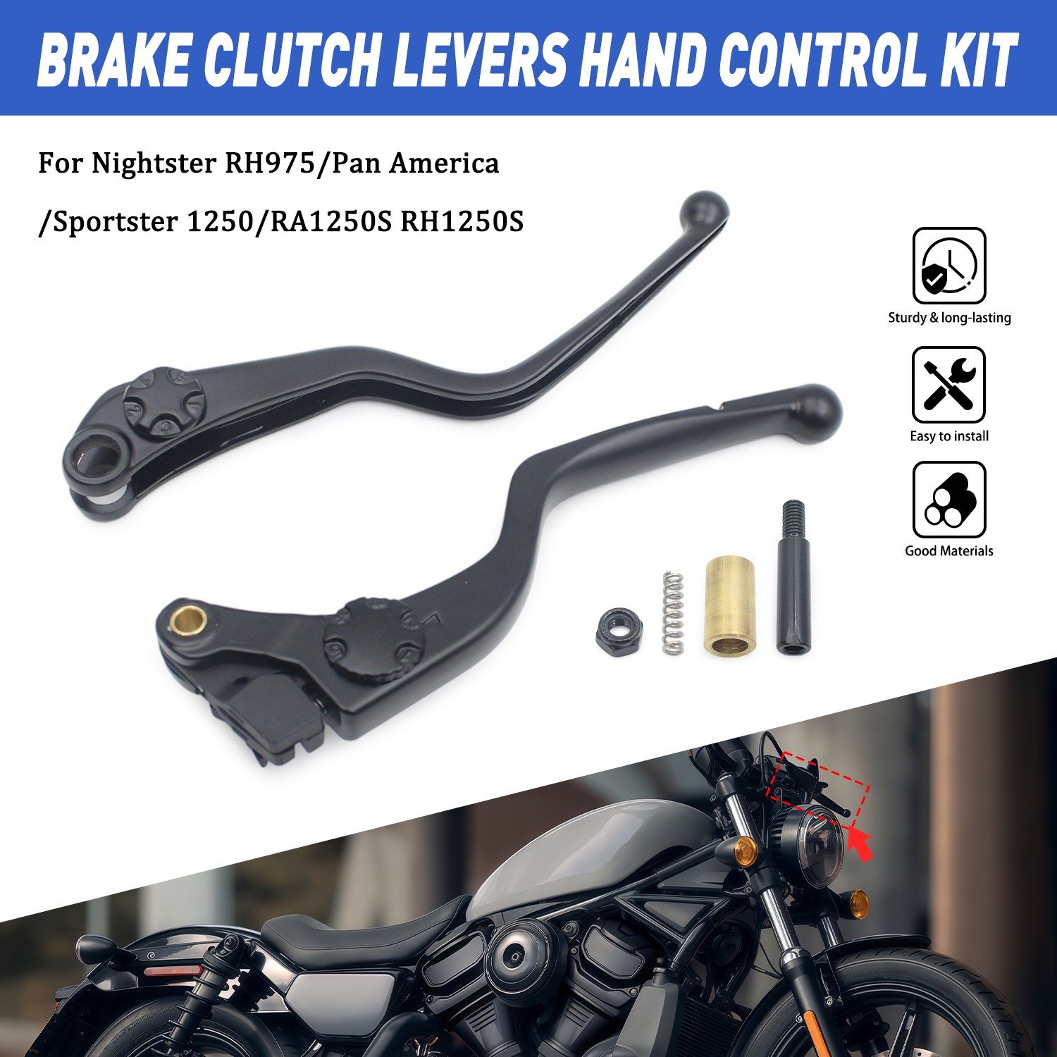 Black Brake Clutch Levers Compatible with Harley Nightster 975 RH975 2021-2025