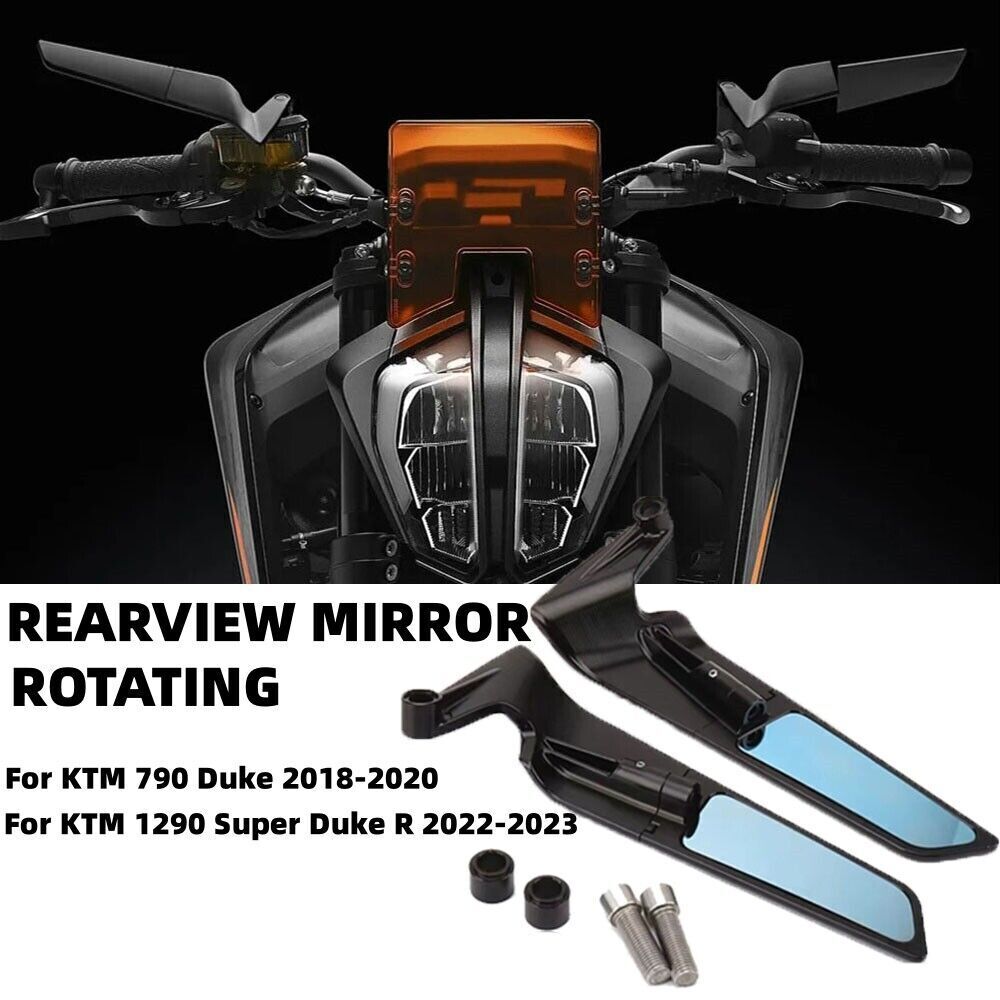 For KTM 790/1290 Duke 2018-2020 Motorcycle Black fixed wing Rear View Mirrors