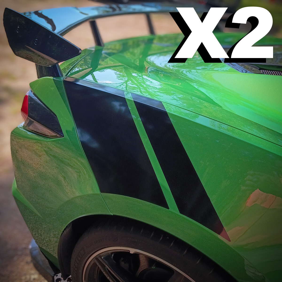 2020-2025 C8 Corvette Stingray Rear Quarter Hash Side Stripes Gloss Black Decals 2020-2025 C8 Corvette Stingray Rear Quarter Hash Side Stripes Gloss Black Decals