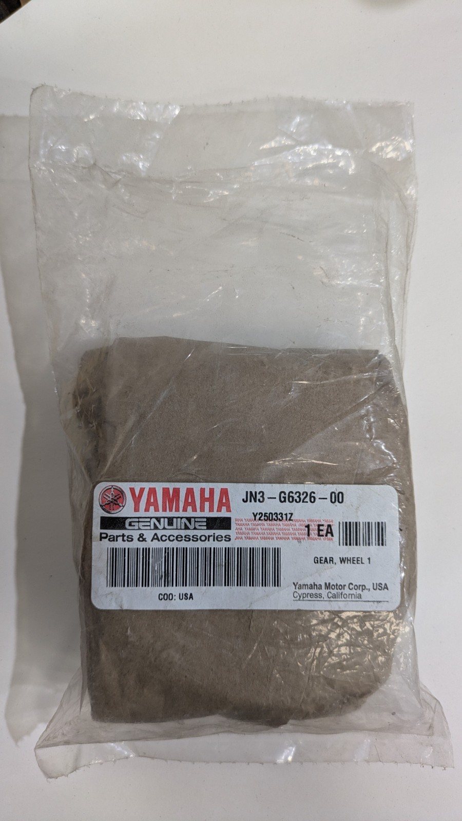 Yamaha GEAR, WHEEL 1 JN3-G6326-00-00 OEM NEW