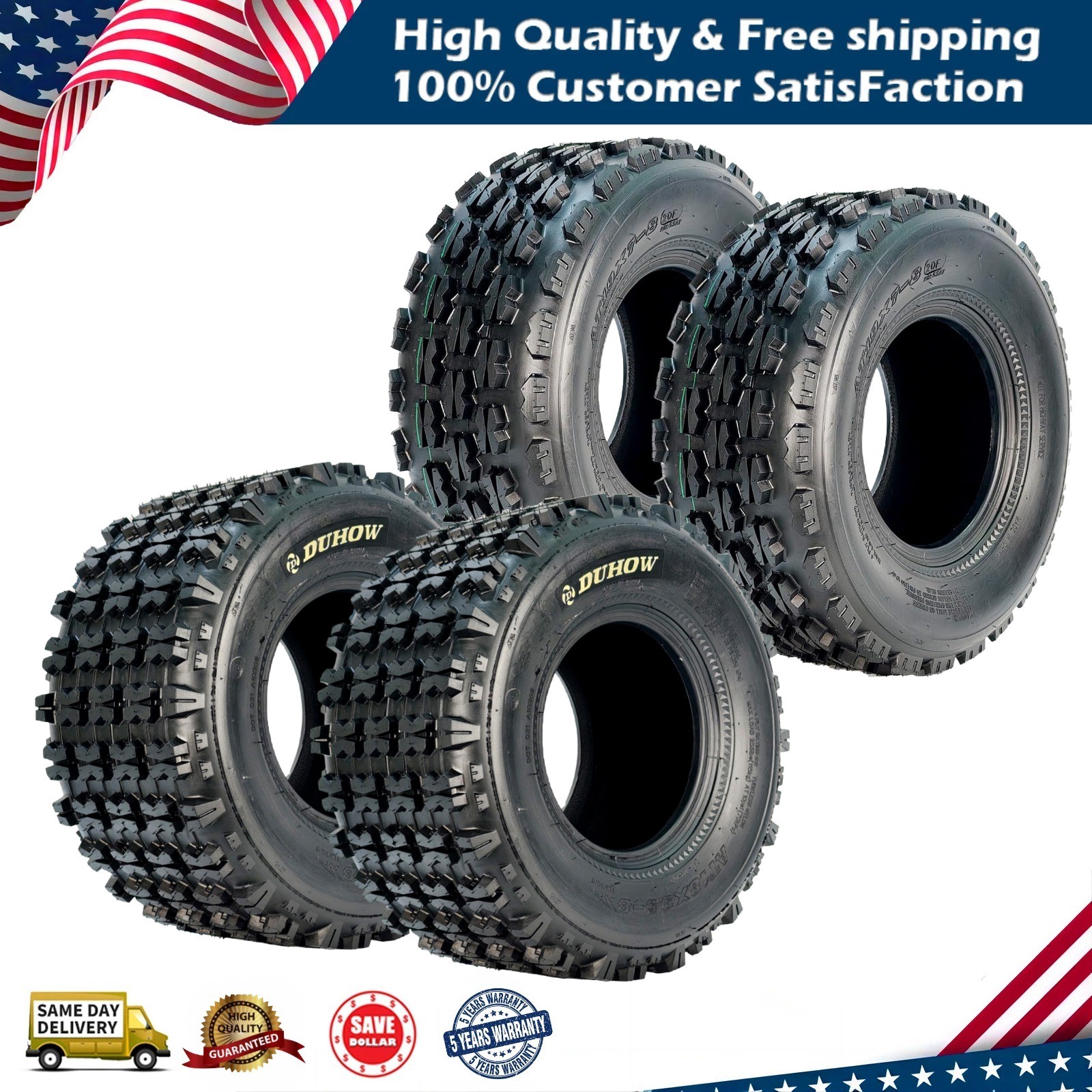 4PCS 19x7-8 & 18x9.5-8 ATV Tire All-Terrain Sport Quad Race Tires for Mud & Sand
