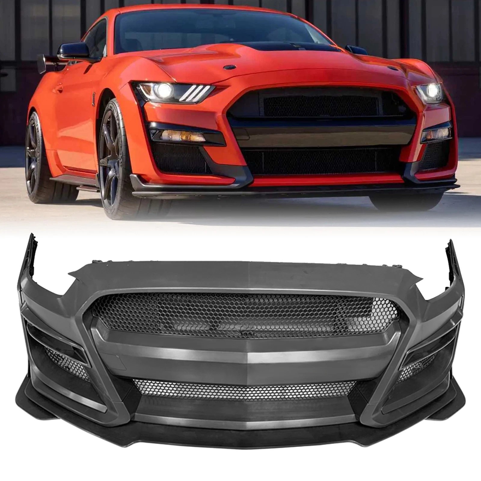 Front Bumper Conversion Replacement Kit For 2018-2023 Ford Mustang GT500 Style