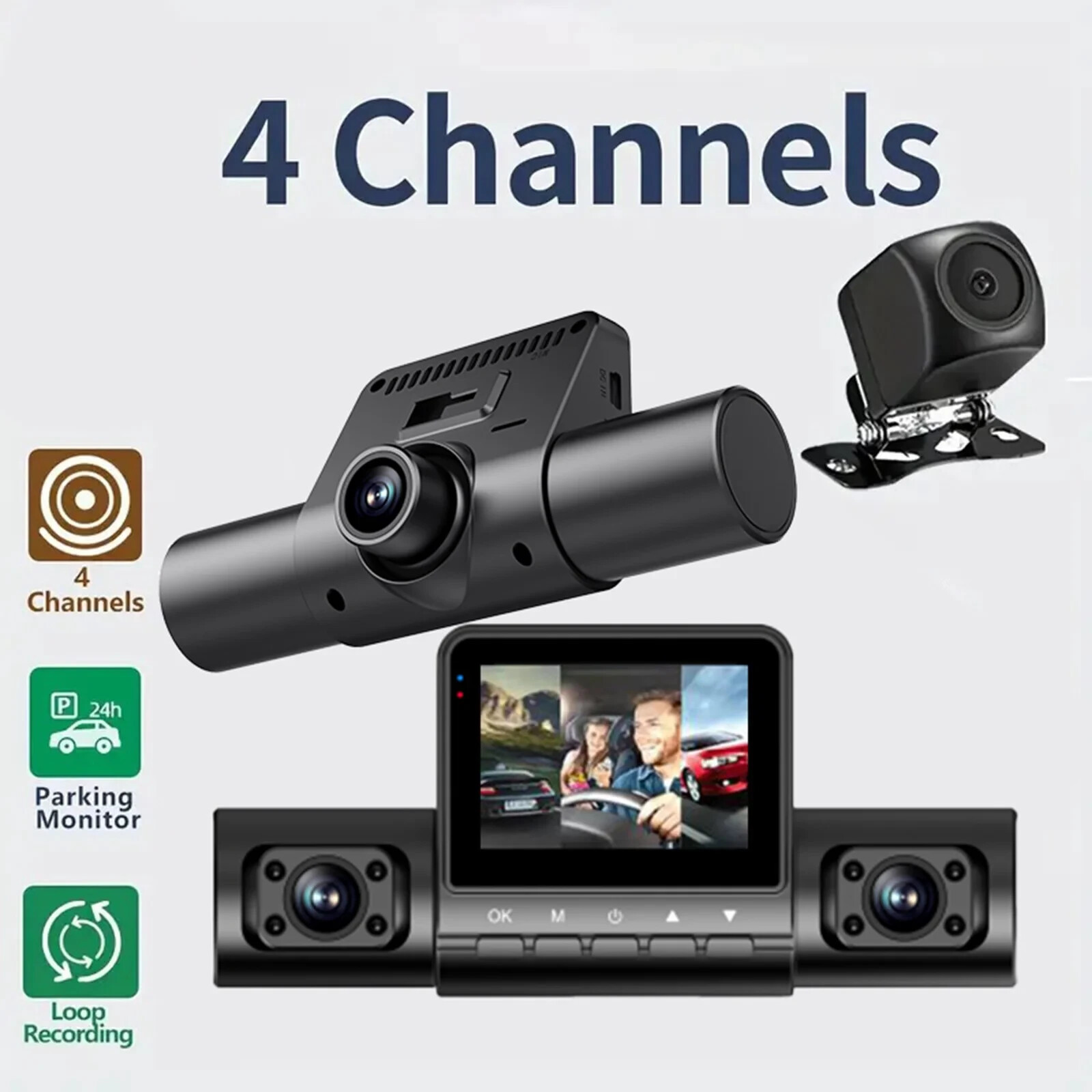 4-Channel Dashcam 360° 1080P HD Car Dash Cam Front Rear Inside Left Right + 32GB 4-Channel Dashcam 360° 1080P HD Car Dash Cam Front Rear Inside Left Right + 32GB
