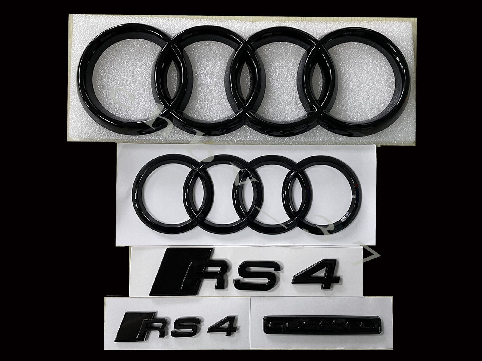 RS4 full Gloss Black Badges Package For Audi RS4 S4 2010-2019 Exclusive pack
