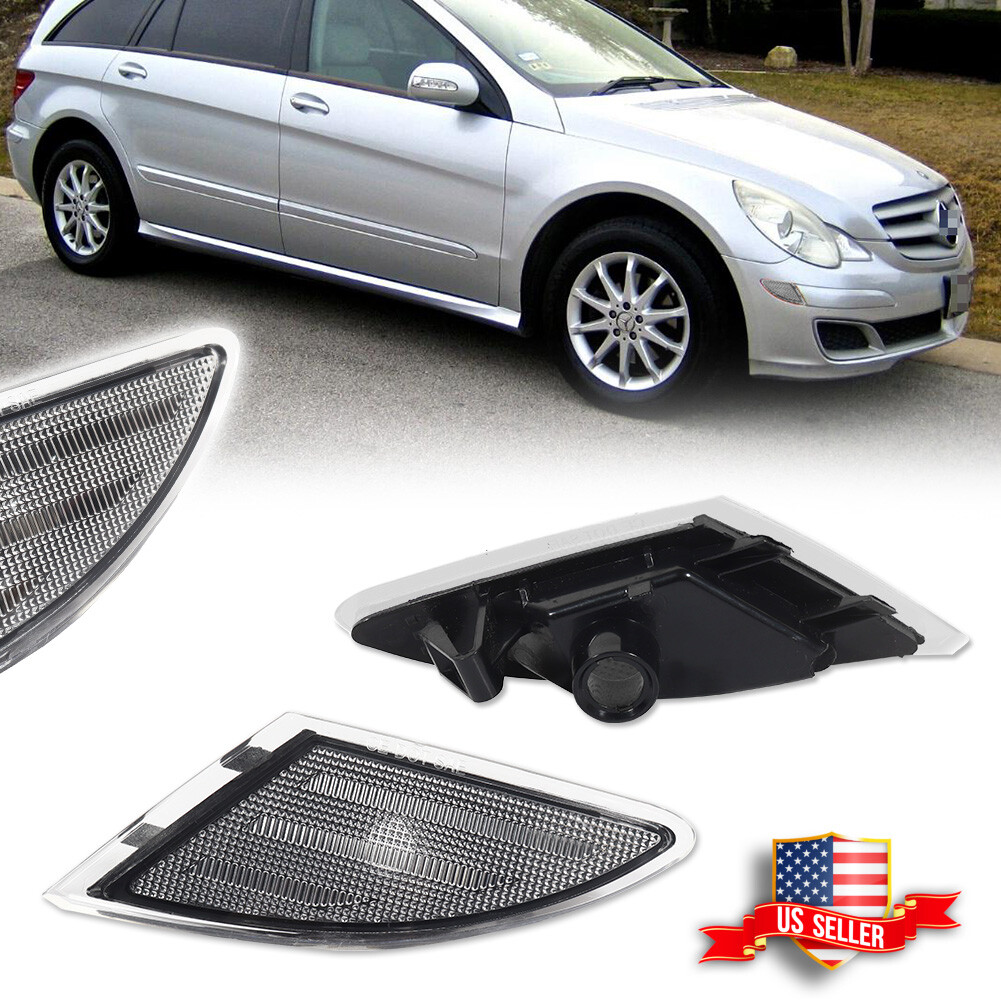 2x Euro Style Clear Lens Front Side Marker Light For 2006-2010 Benz W251 R-Class