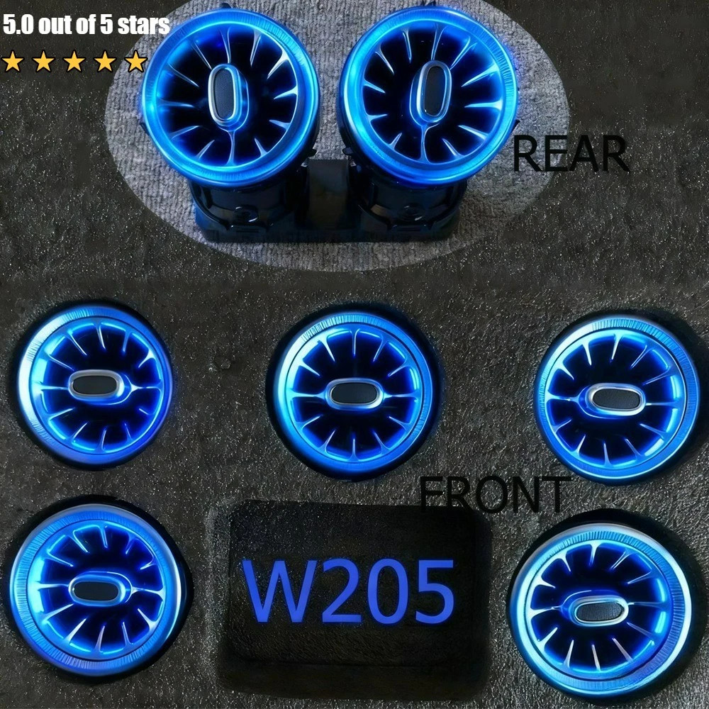 7PCS Air Vent 64 Color LED Ambient Light Fits For Mercedes C-Class W205 GLC X253
