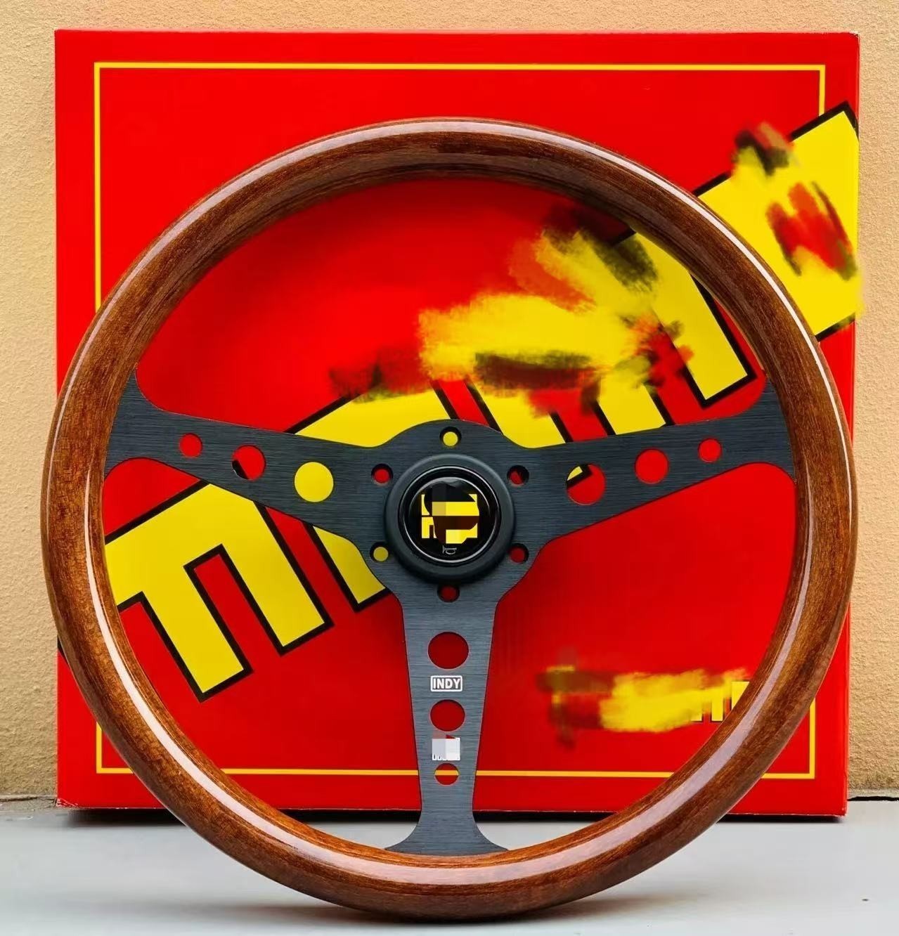 MOMO Heritage Indy Black Woodgrain Mahogany Wood Steering Wheel 350mm *US Stock*