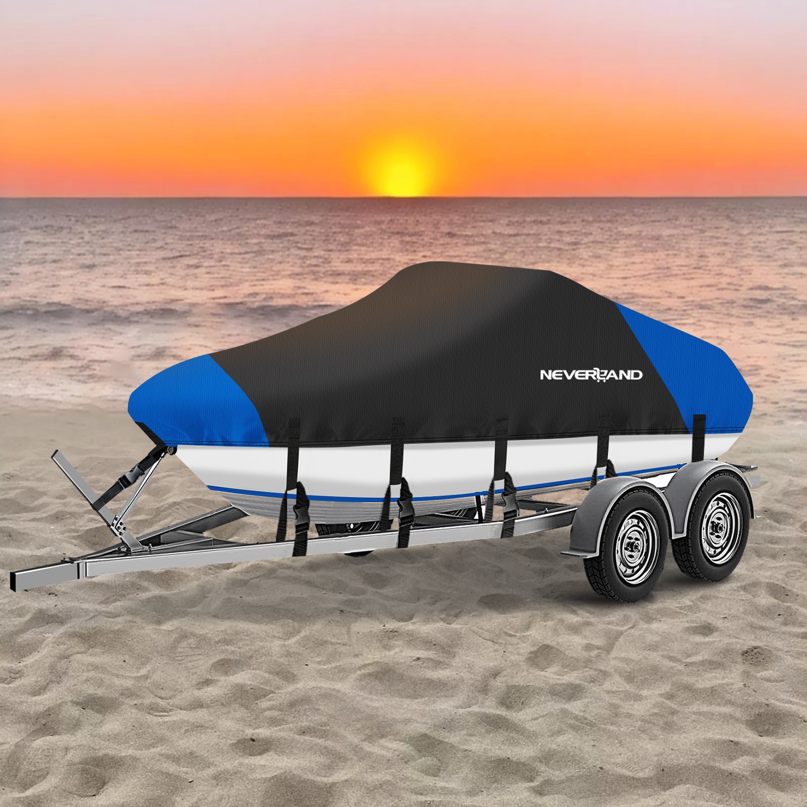 17FT 18FT 19FT Trailerable Boat Cover Heavy Duty Waterproof Fits V-Hull TRI-Hull
