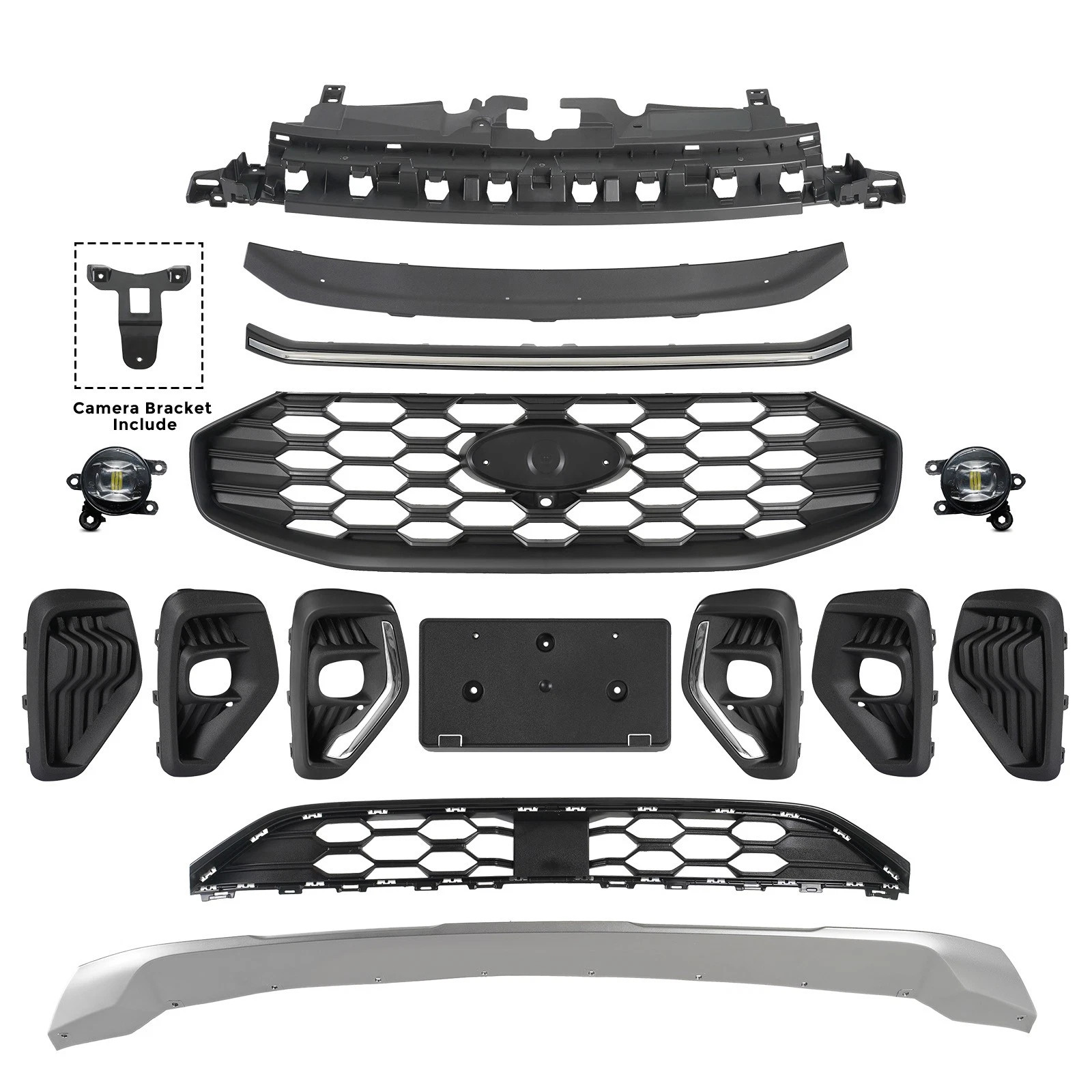 For 2023-2026 Ford Escape ST-Line Front Bumper Cover Grille Assembly W/Fog Light For 2023-2026 Ford Escape ST-Line Front Bumper Cover Grille Assembly W/Fog Light