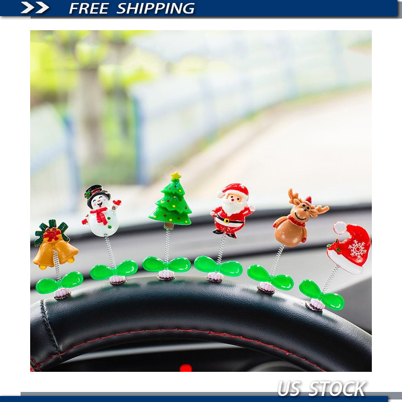 6pcs Christmas Car Decor: Santa Claus, Snowman, Reindeer