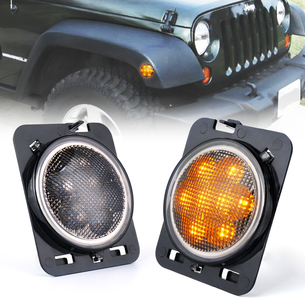 Xprite Front Fender Amber LED Side Marker Lights for 2007-2018 Jeep Wrangler JK