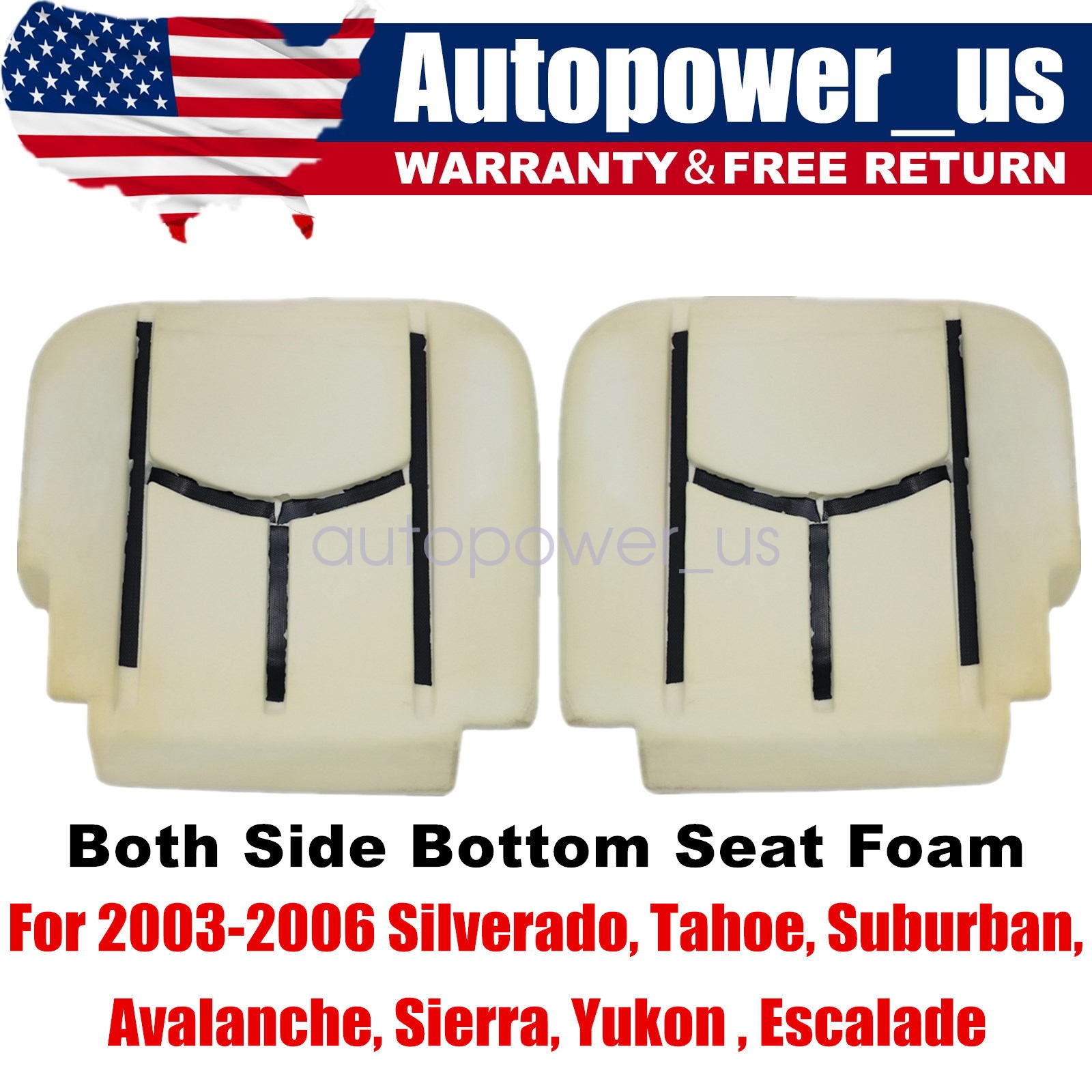 For 2003 2004 2005 2006 GMC Sierra Driver & Passenger Bottom Seat Foam Cushion