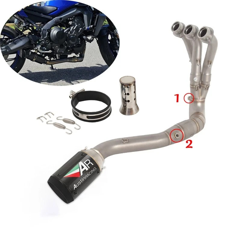 Full System for Yamaha MT-09 XSR900 Tracer 9 2024 2025 Exhaust Muffler Pipe Tips