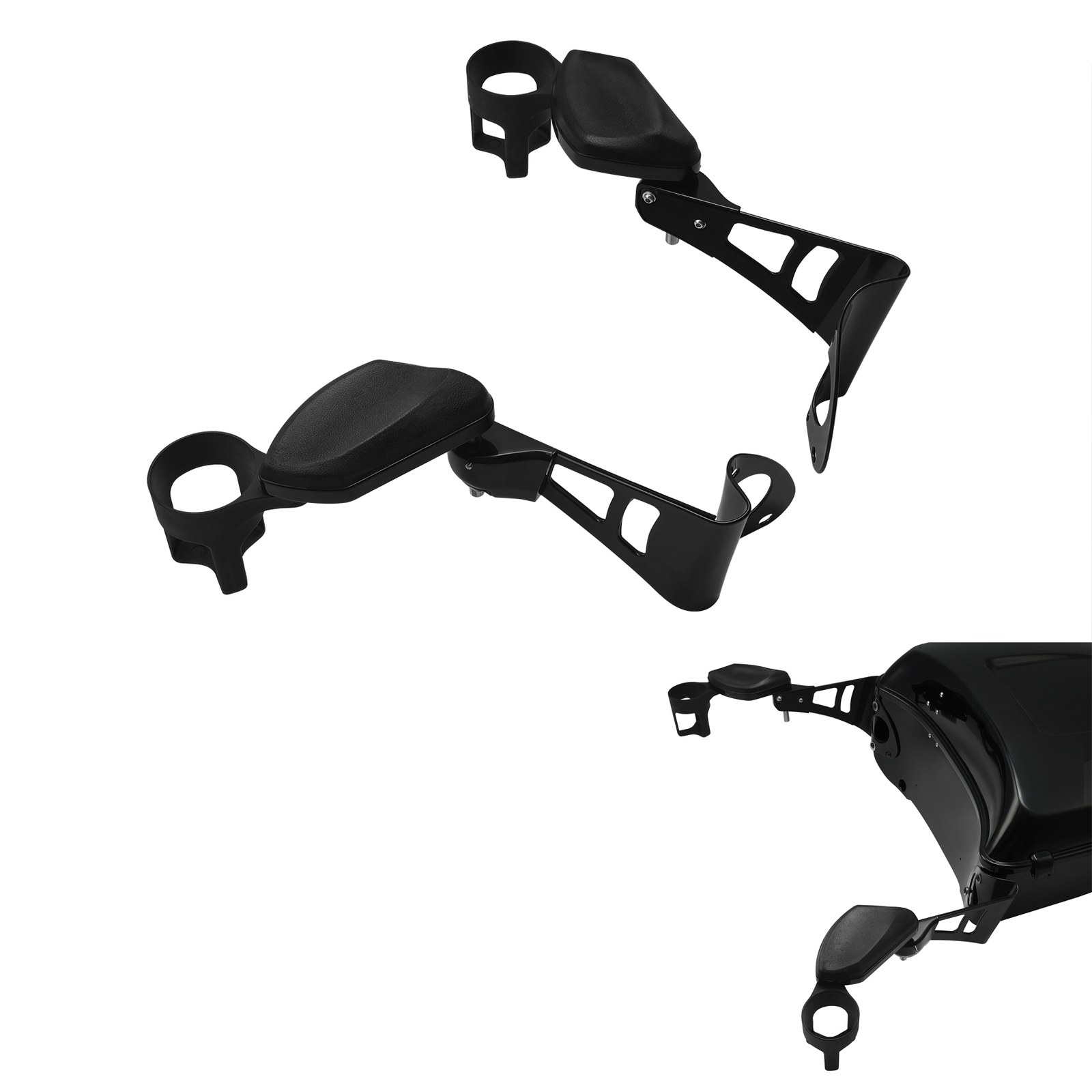 Rear Adjustable Passenger Armrests Drink Holder Fit For Harley Touring 14-25