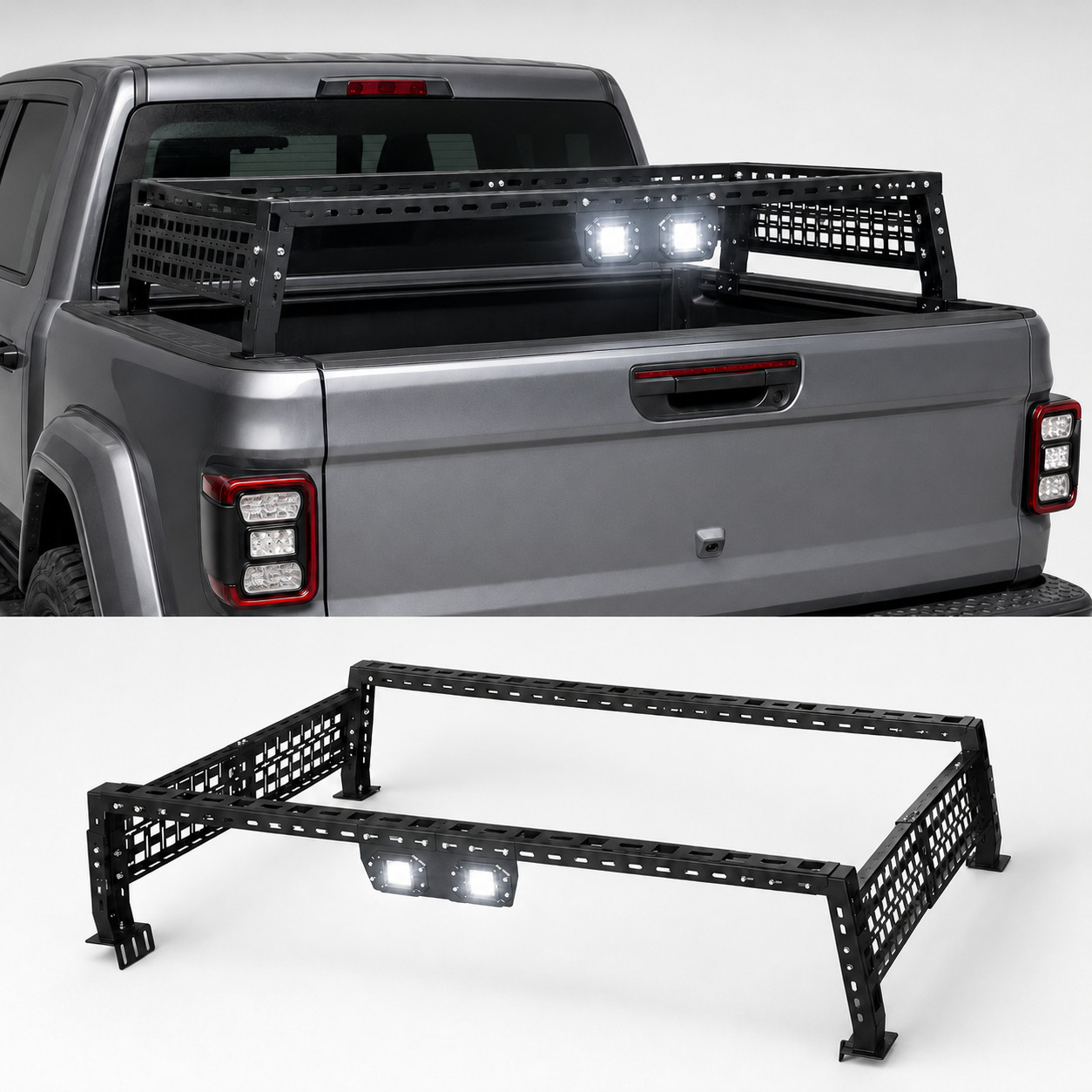 1000lbs Adjustable Pickup Truck Bed Cargo Rack For Tundra/Gladiator/Tacoma/Titan