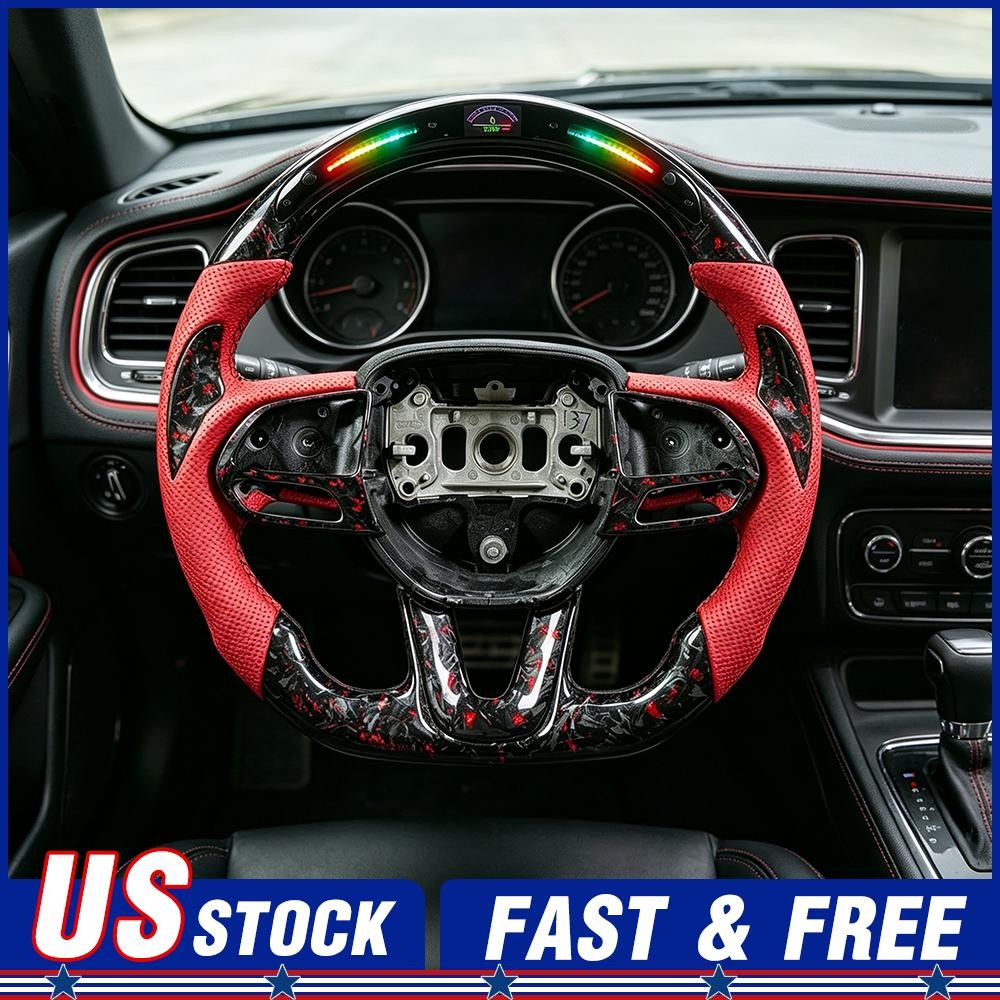 LED carbon fiber Steering Wheel For Dodge Charger Hellcat Jeep SRT 8 15-26 NEW✅