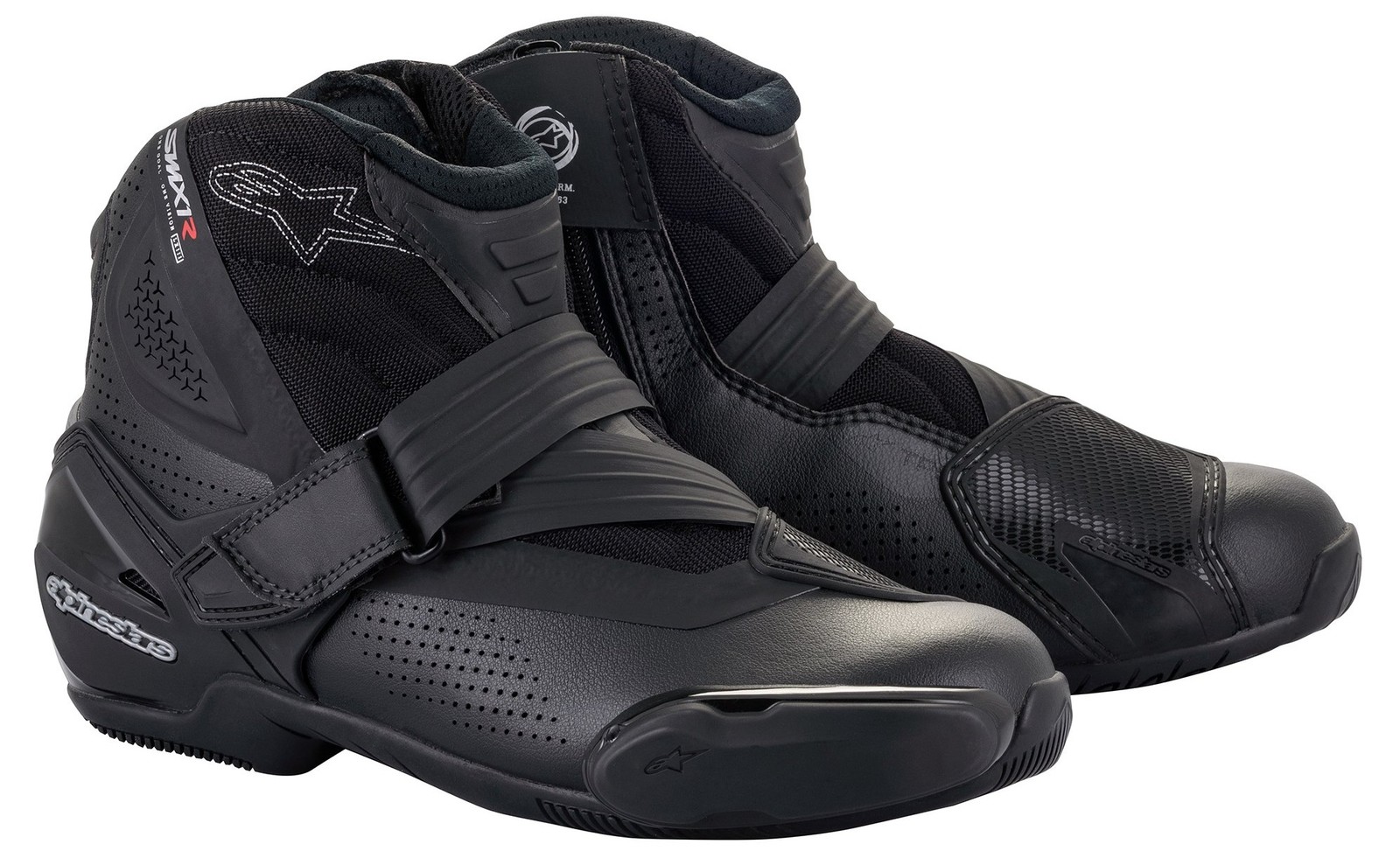 Alpinestars SMX-1 R V2 Mens Vented Leather Motorcycle Boots Black