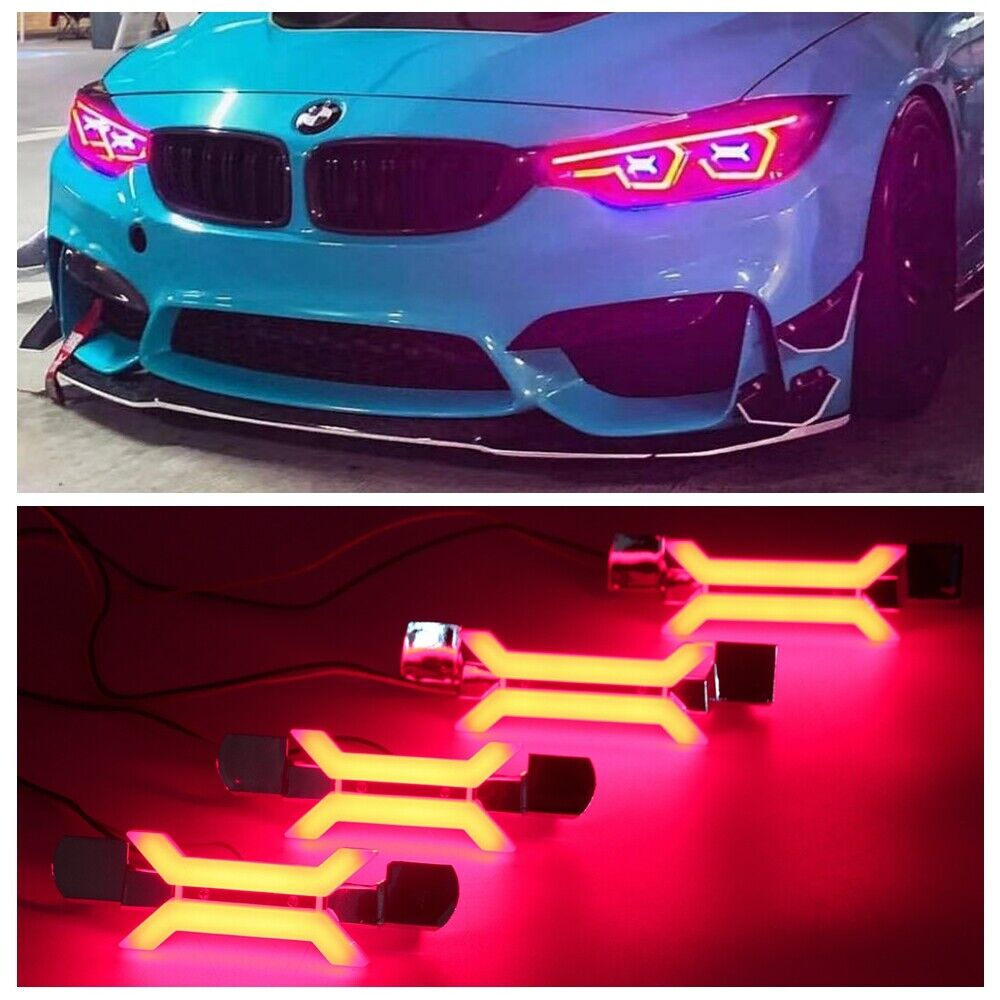 4Pcs Red LED X Concept Angel Eyes Headlights DRL For BMW F30/F31/F80/F81/M3
