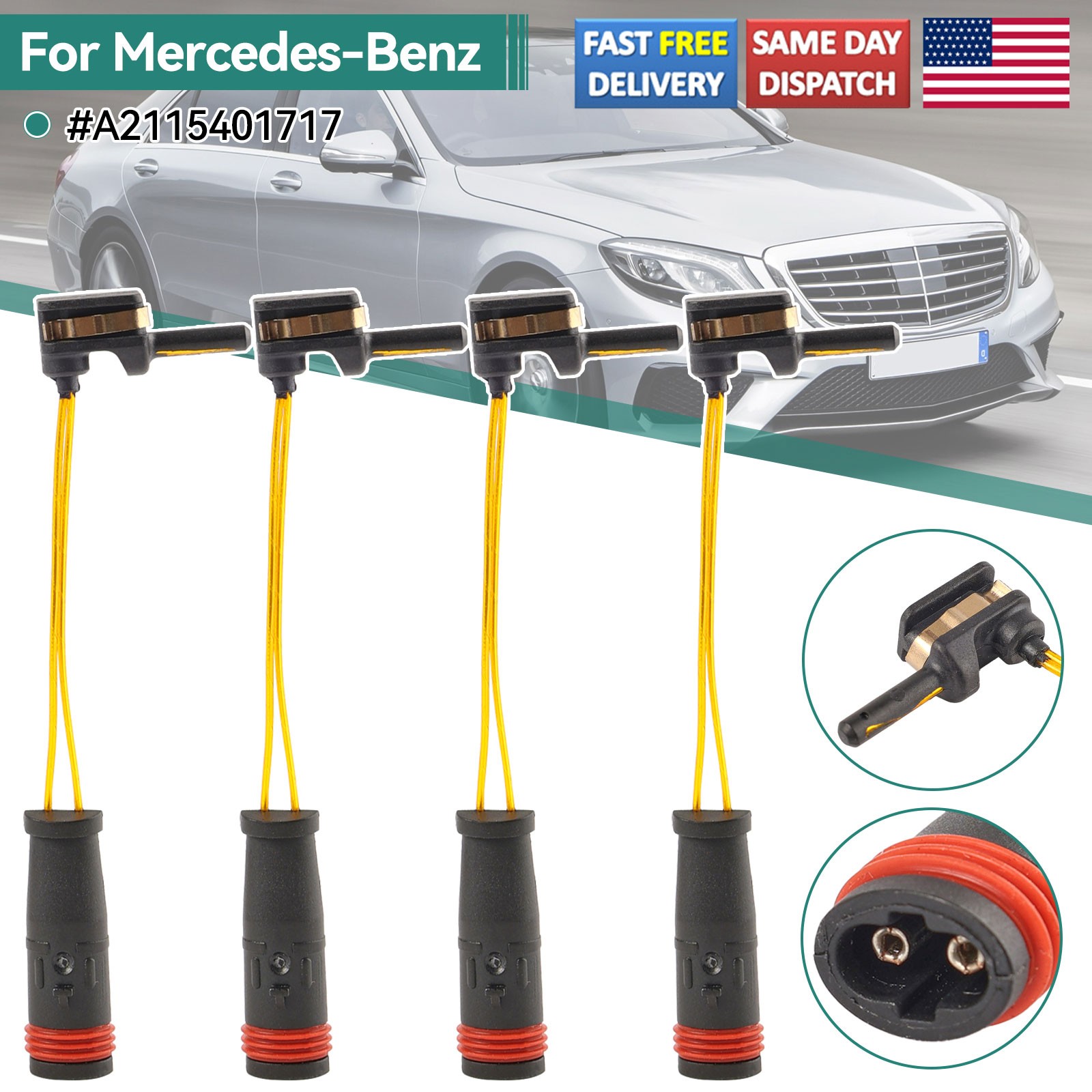 4Pcs Front or Rear LH RH Brake Pad Wear Sensor Fits Mercedes-BenzE350 AMG GT 43
