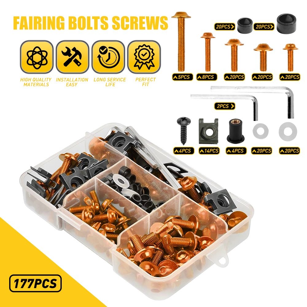 CNC Motorcycle Complete Fairing Bolts Kit Bodywork Screws Nuts Gold For Kawasaki