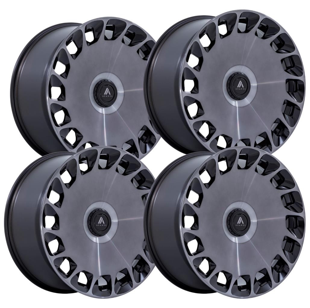 (Set-4) Asanti Ab045 Aristocrat 22x9 5x4.25/5x108 Black 38mm Wheels Rims 22 Inch