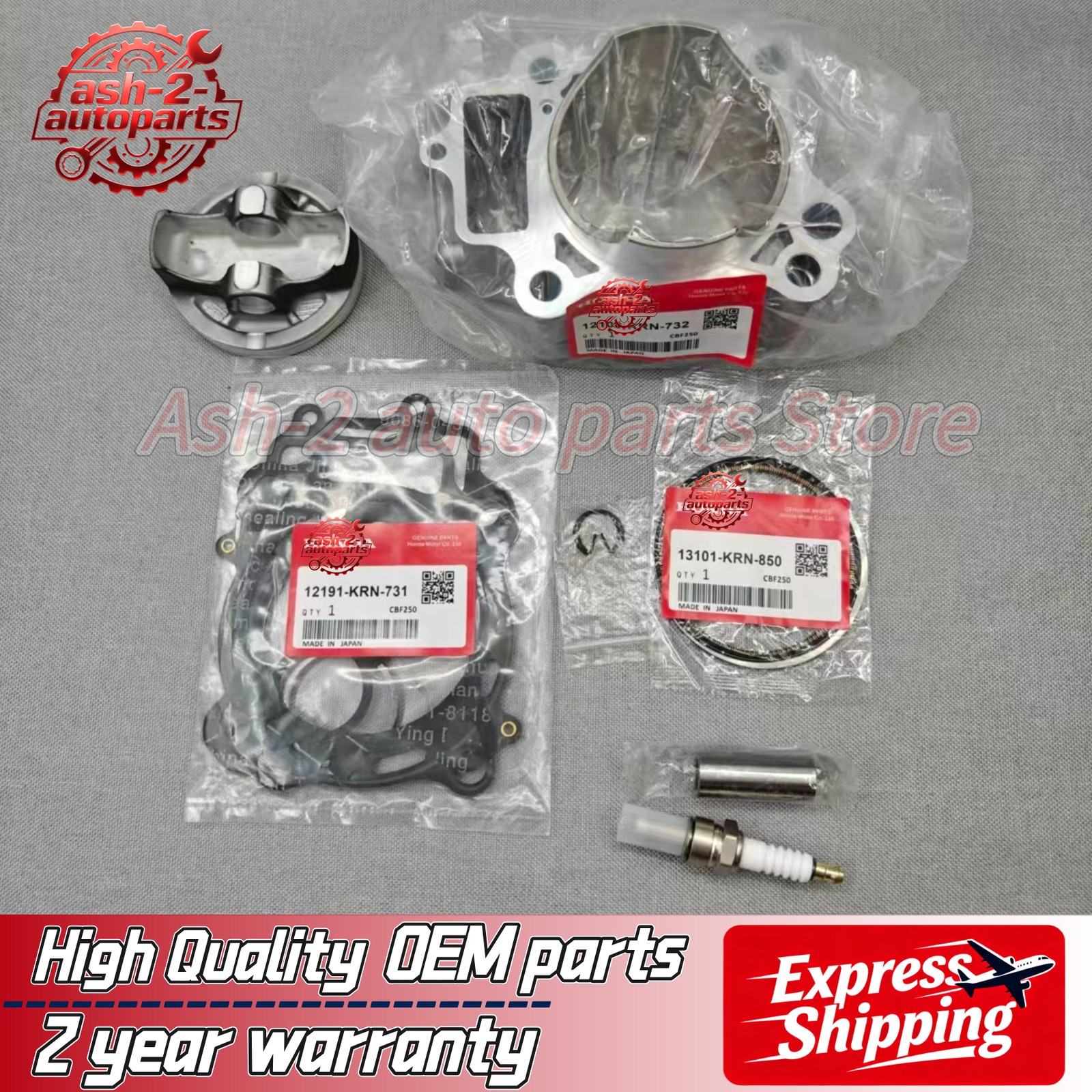 OEM FOR 2004-2009 Honda CRF250R 78mm Bore Cylinder Piston Top End Rebuild Kit
