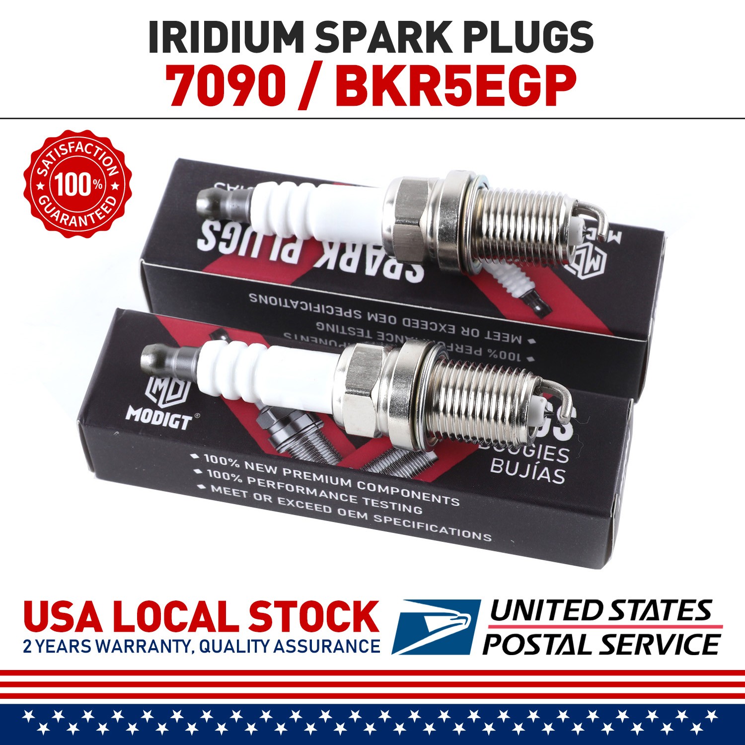 2 Pcs New For NGK Iridium Power Spark Plugs #BKR5EGP #7090 OEM Replacement